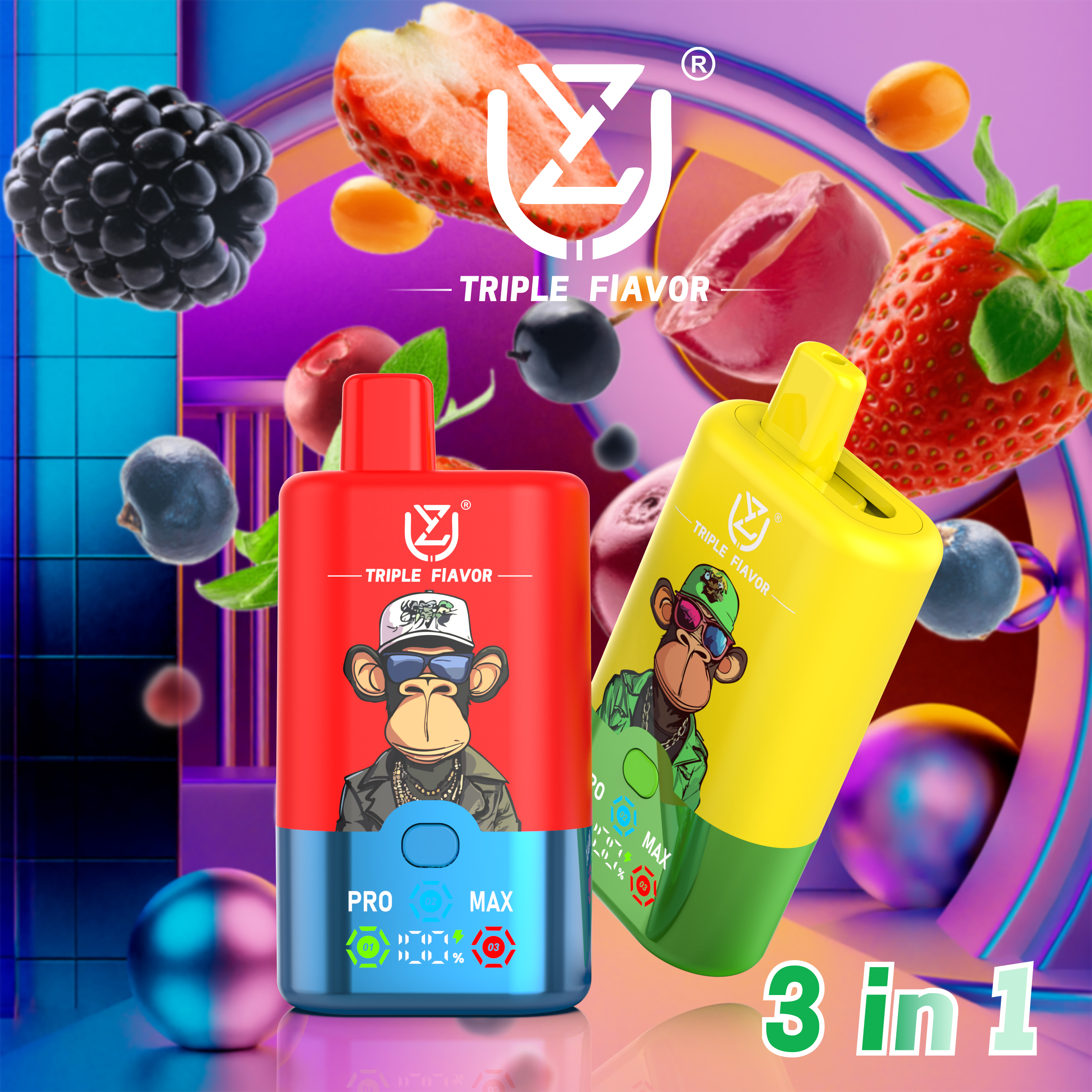 UZY Triple Flavor 60000 Puffs Disposable Vape 3 Flavors Switching