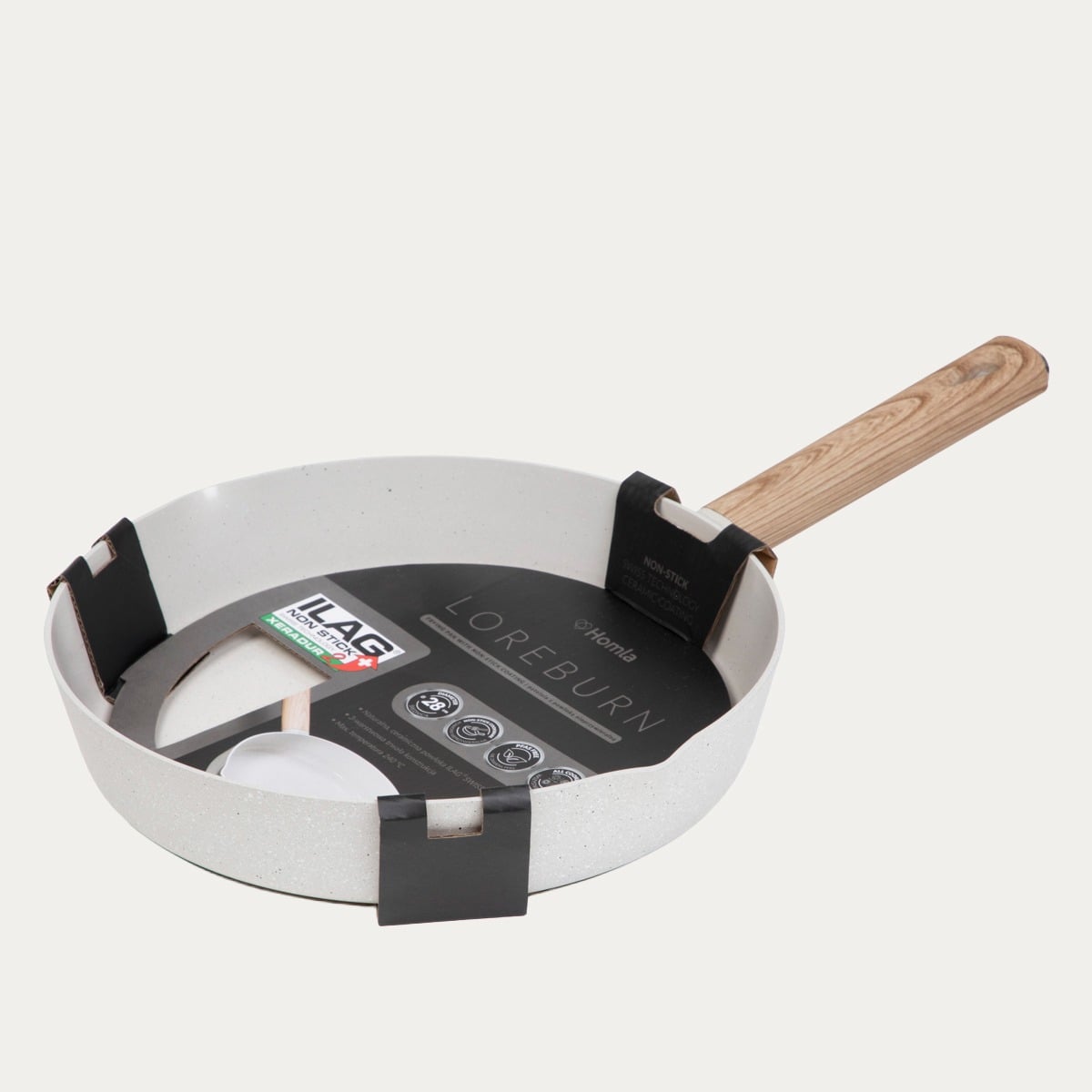 Patelnia LOREBURN z powłoką ceramiczną śmietankowa 28 cm