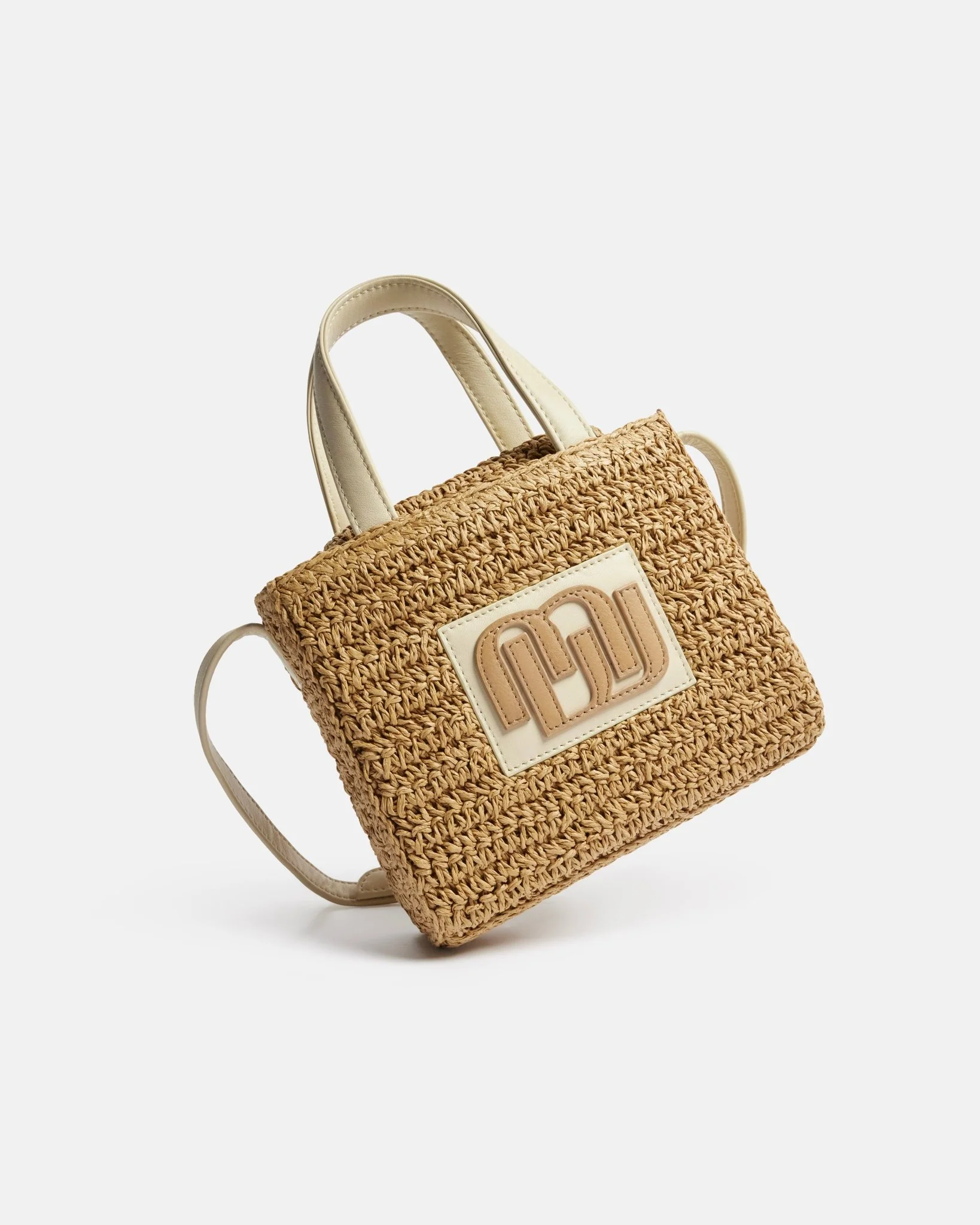SAC JARLENE/RAF - En cuir raphia ivoire