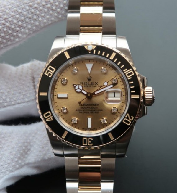 Replica Rolex Submariner 116613 LN Noob YG Wrapped Bezel YG Dial SS/YG Bracelet A3135 - Top club