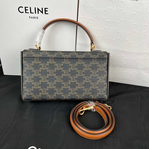 CELINE BOX TRIOMPHE Logo Printed Cowhide Handbag