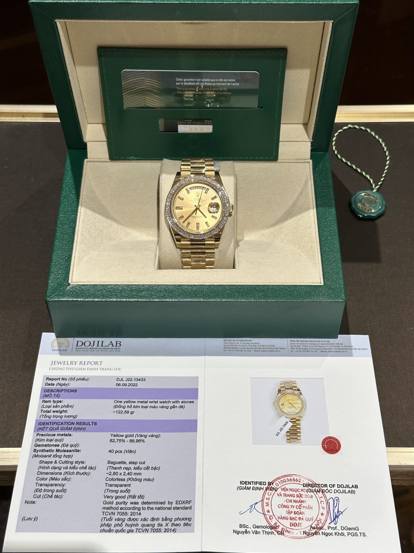 Rolex Day-Date Replica Watch Gold Wrapped Moissanite Baguette Diamond 40mm - Elite Watch Atelier