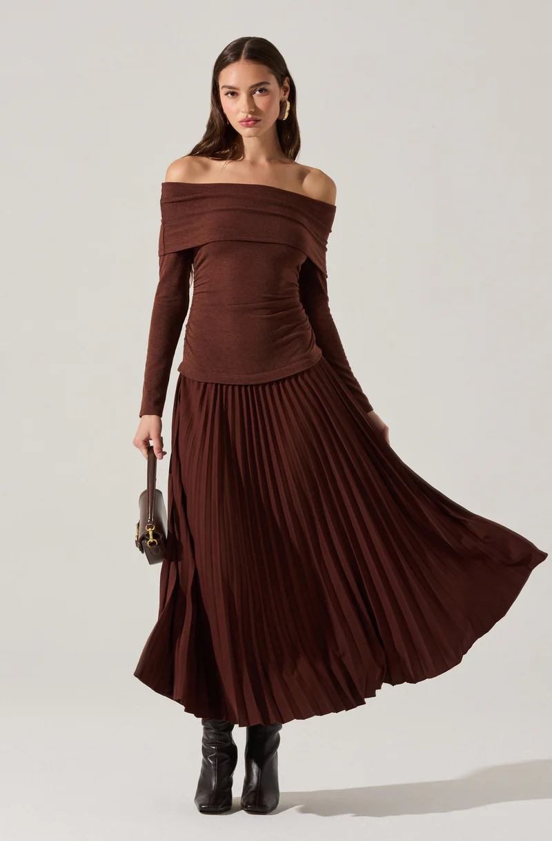 Tanaia Pleated Mixed Media Maxi Dress