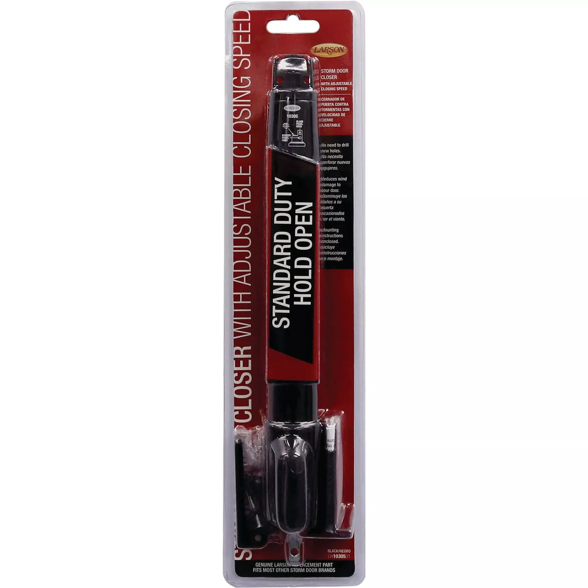 Larson Black Standard Duty Storm Door Closer with Hold Open