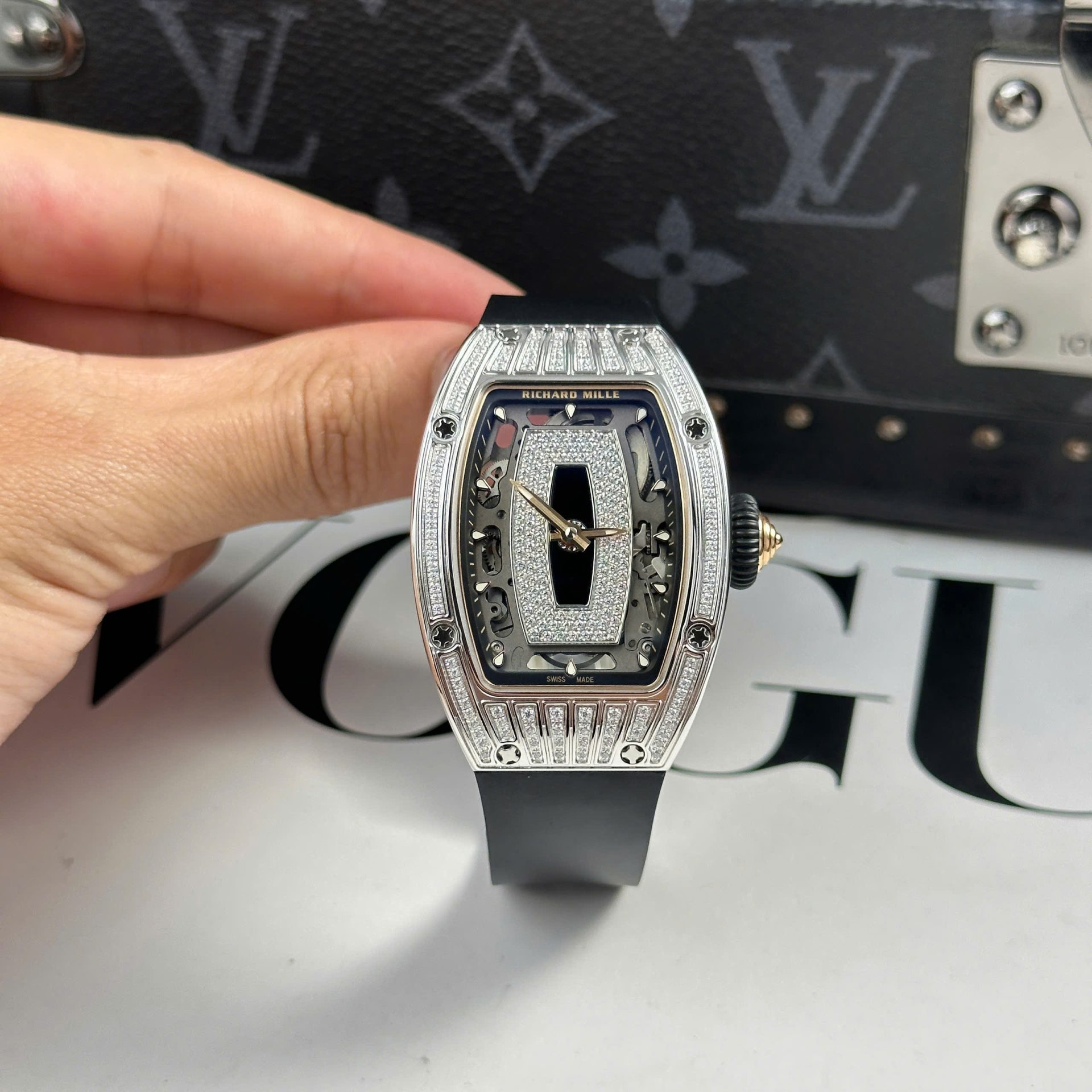 Richard Mille RM07-01 Best Replica Watches Diamonds Black Rubber Strap ZF Factory 36mm - Top club