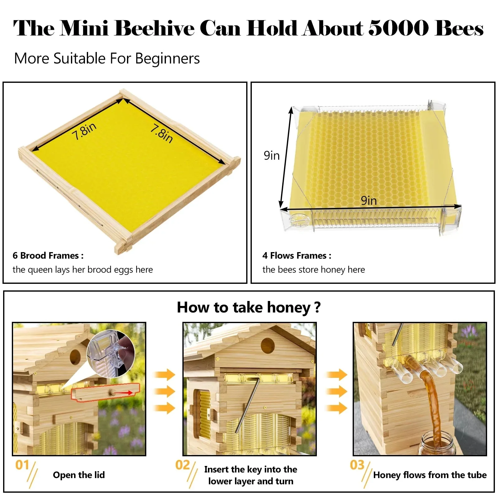 AUSHIVE Wax-Coated Cedarwood Beehive Kit With 4 Beehive Frames And 6 Brood Frames - Beige - Image 4 AUSHIVE Wax-Coated Cedarwood Beehive Kit With 4 Beehive Frames And 6 Brood Frames - Beige - Image 4