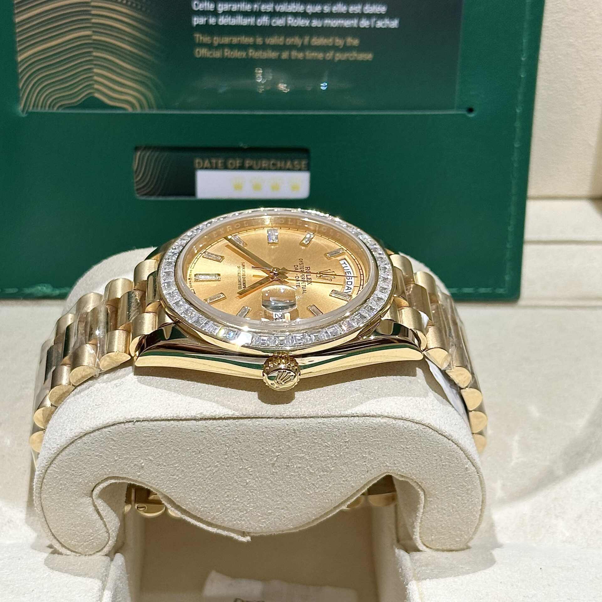 Rolex Day-Date Replica Watch Gold Wrapped Moissanite Baguette Diamond 40mm - Top club