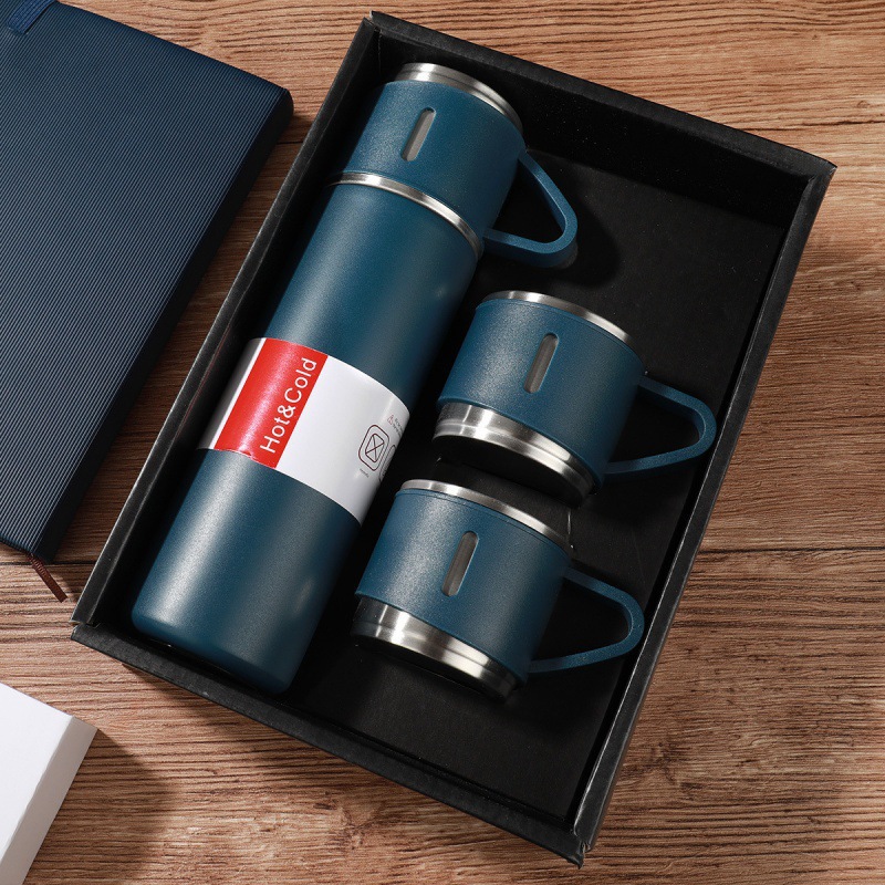 304 Stainless Steel Thermos Cup Gift Box Set 3 Lids Insulated Thermal Water Bottle Vacuum Flask Thermos for Business Giveaway