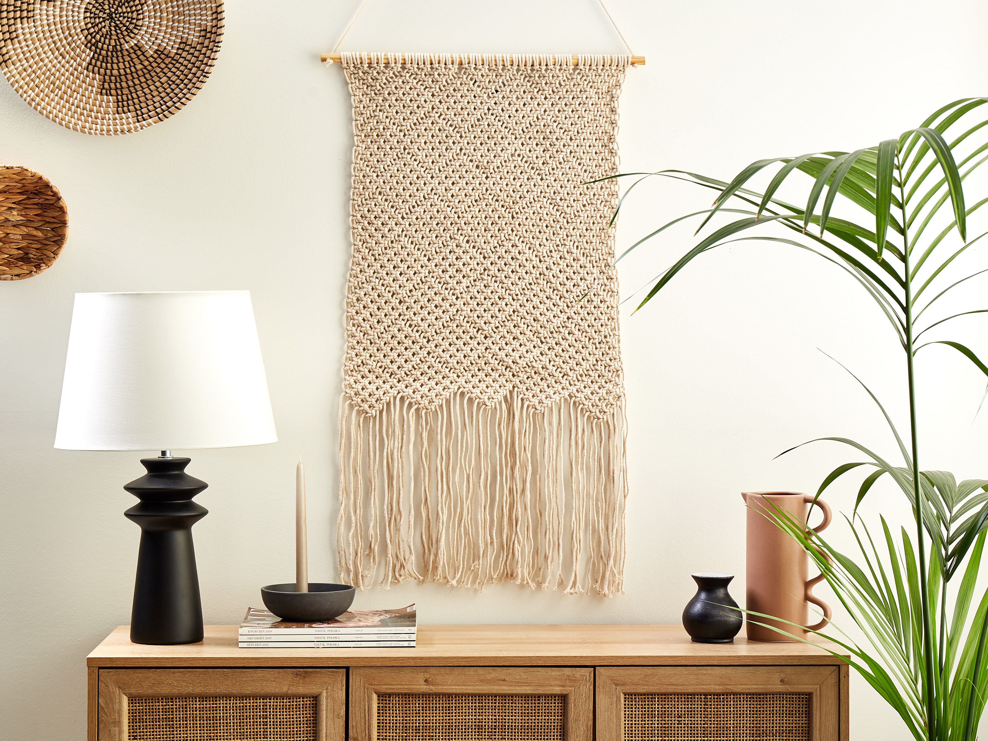 Fabric Wall Hanging OKARA Cotton 126 cm Beige