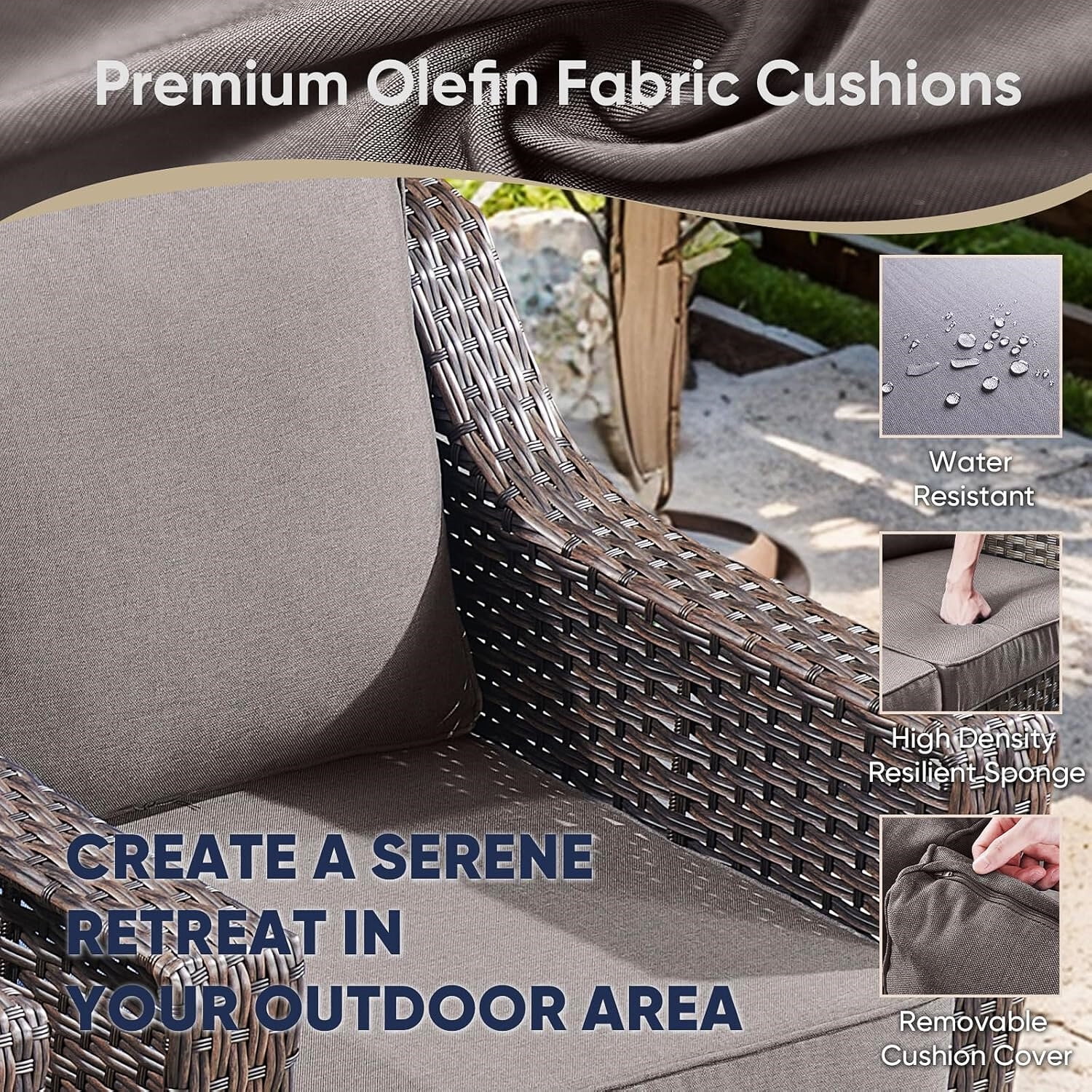 Bellefurn Outdoor Wicker Patio Chairs Set of 2 with Side Table,All-Weather Wicker Rattan Chairs Patio Furniture Chairs for Porch Balcony Backyard Yard Deck - Image 16