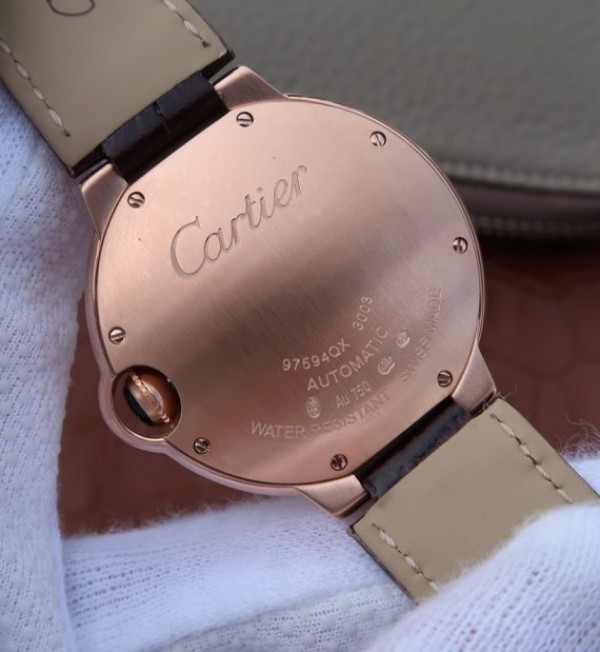 Replica Cartier V6 Ballon Bleu 36mm RG White Textured Dial Leather Strap - Top club
