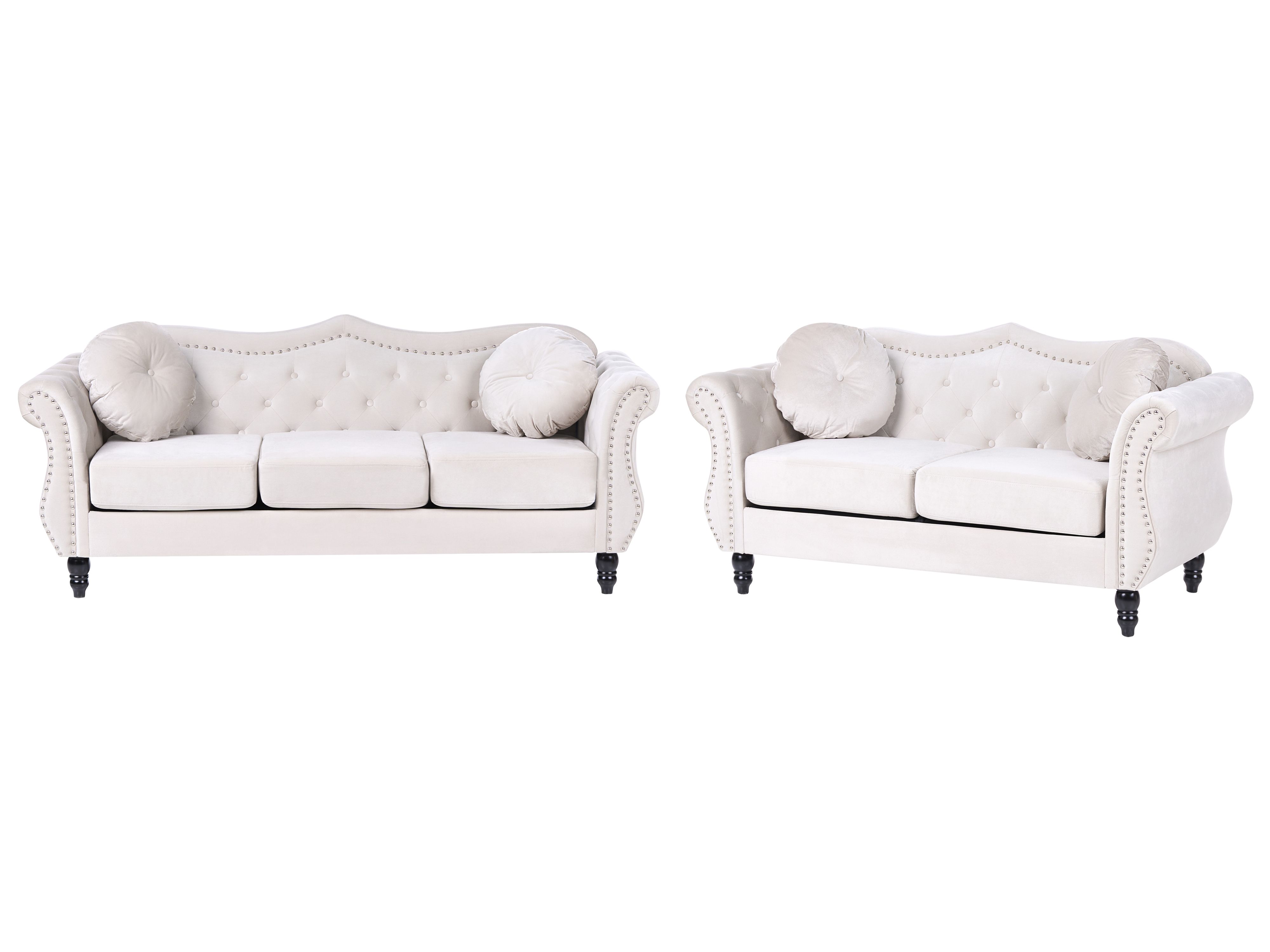 Living Room Set 5 Seater SKIEN Velvet Light Beige
