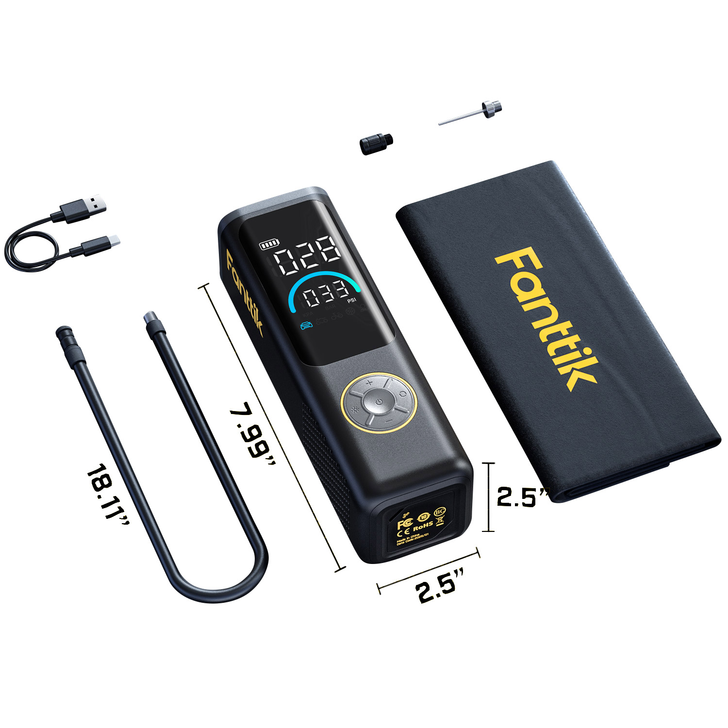 Fanttik S200 APEX Powerful Portable Air Pump and Tire Inflator with Power Bank - Image 8