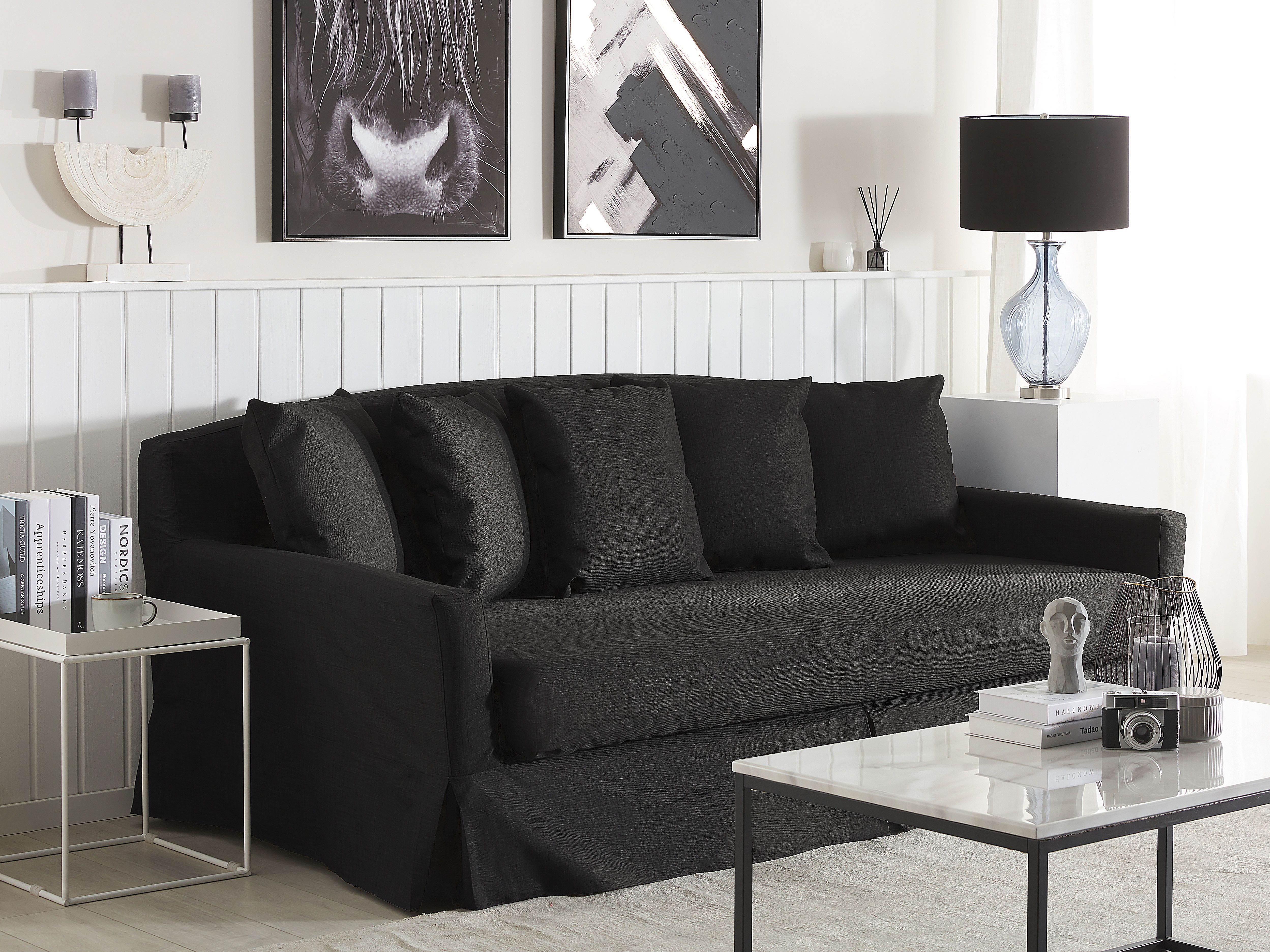 Sofa 3 Seater GILJA Fabric Black