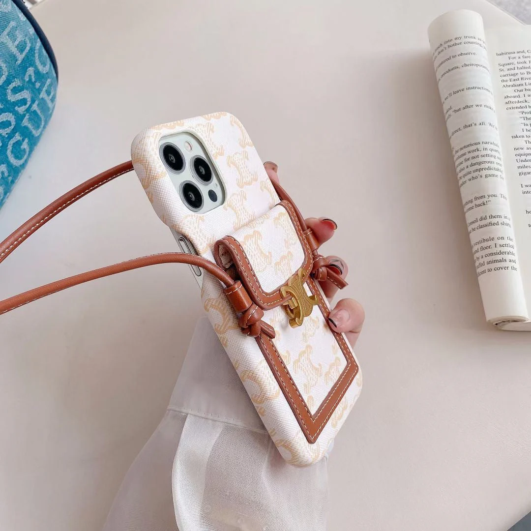 White Celine iPhone Case With Card Holder -LH240109 - Wholesale & Influencer