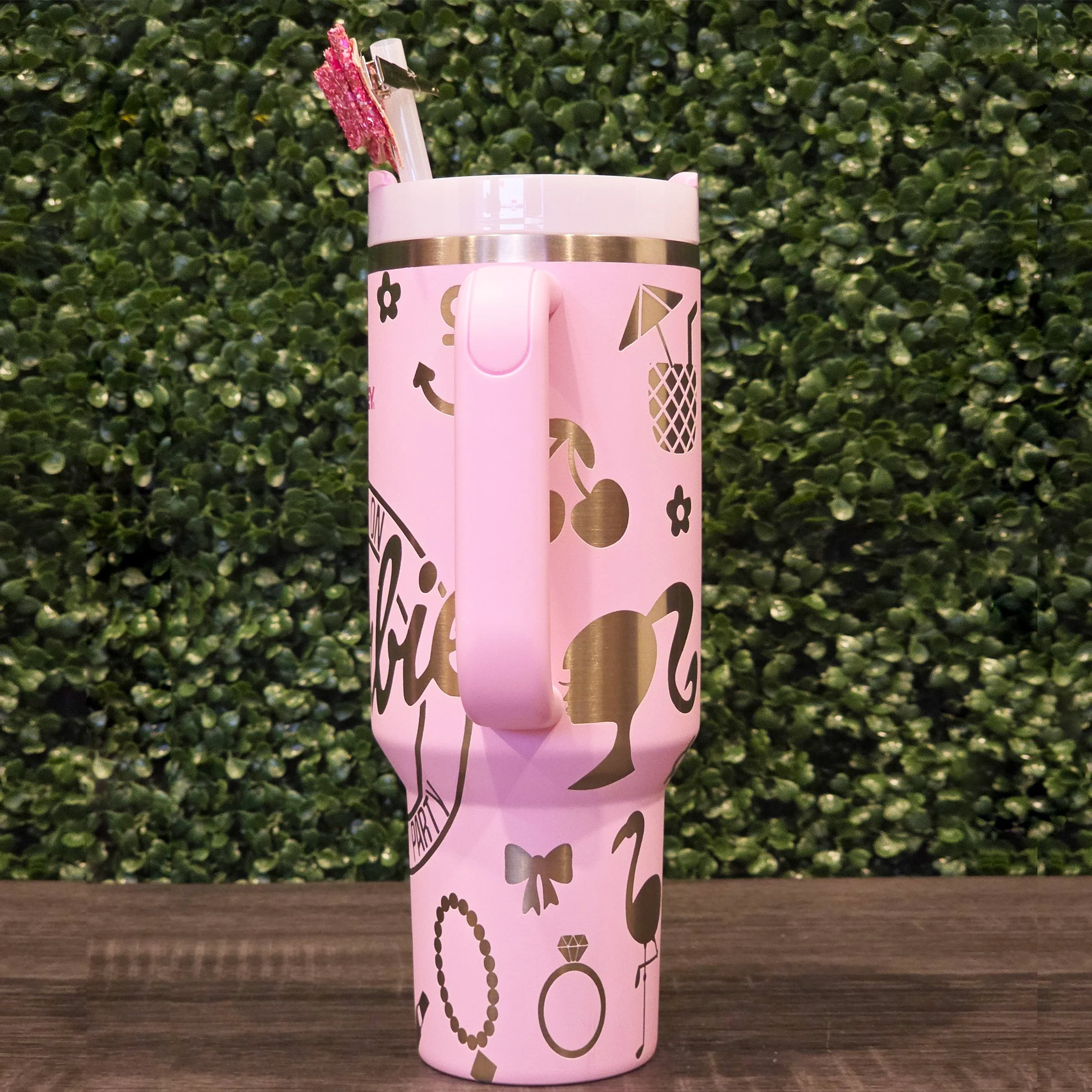 Barbie Stanley Cup 40oz | Pink Tumbler | Cherry Blossom | Custom Laser Engraved Quencher