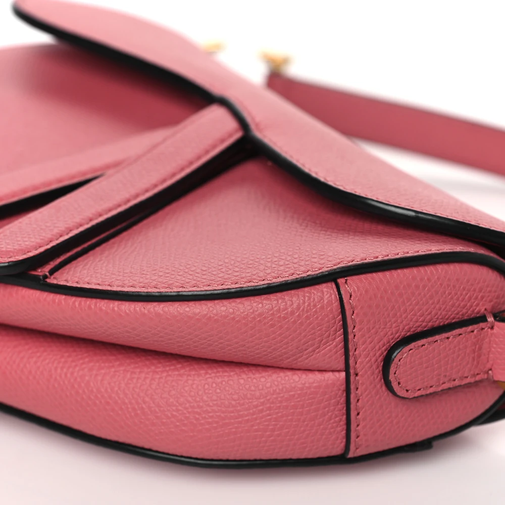 Dior Pink Grained Calfskin Leather Mini Saddle Bag Brass Hardware Replicas1:1High-quality replica