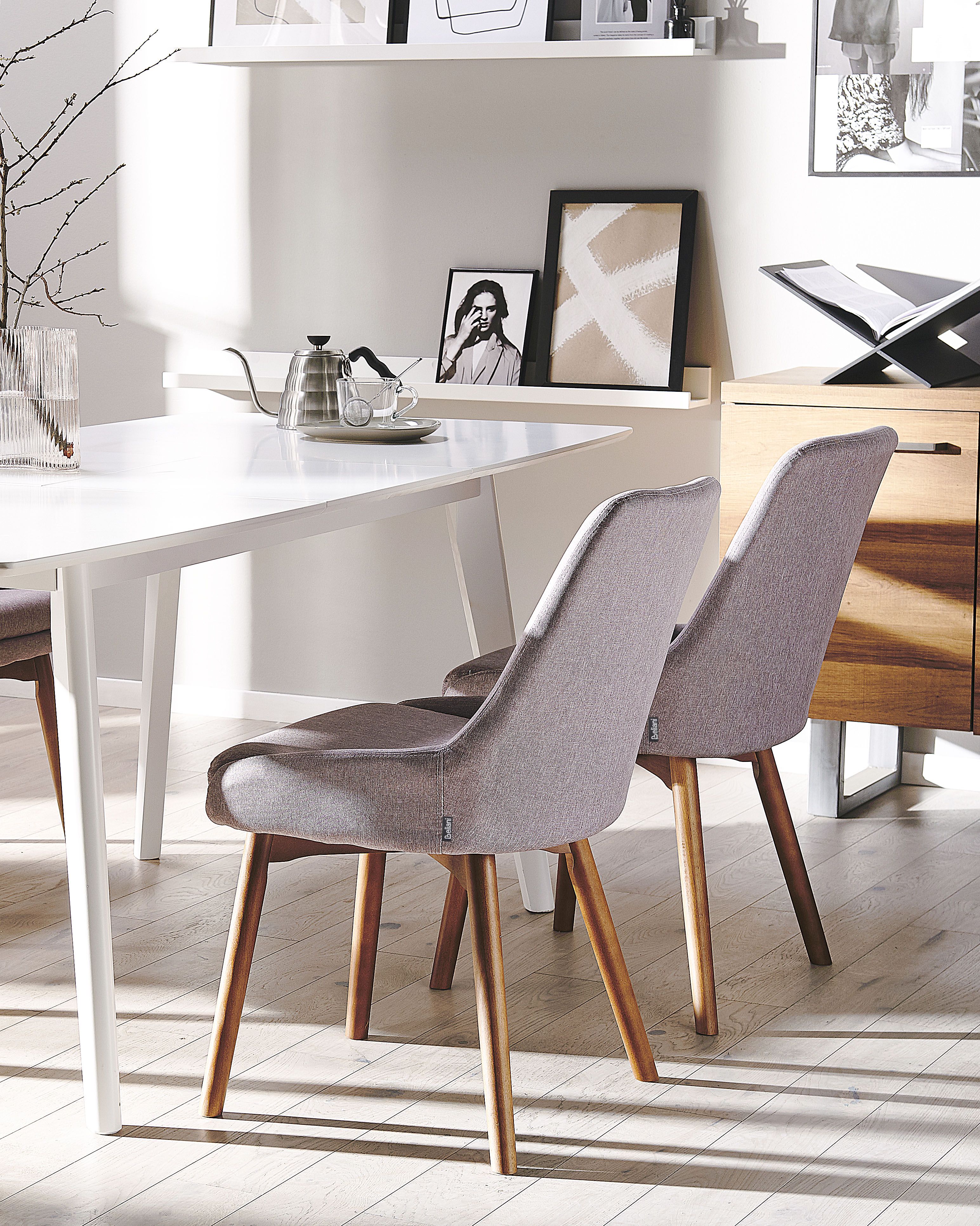 Set of 2 Dining Chairs MELFORT Fabric Taupe