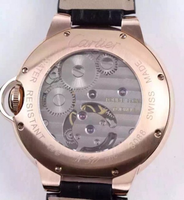 Replica Cartier Ballon de Cartier Tourbillon RG Gray Dial Leather Strap Flying Tour - Top club