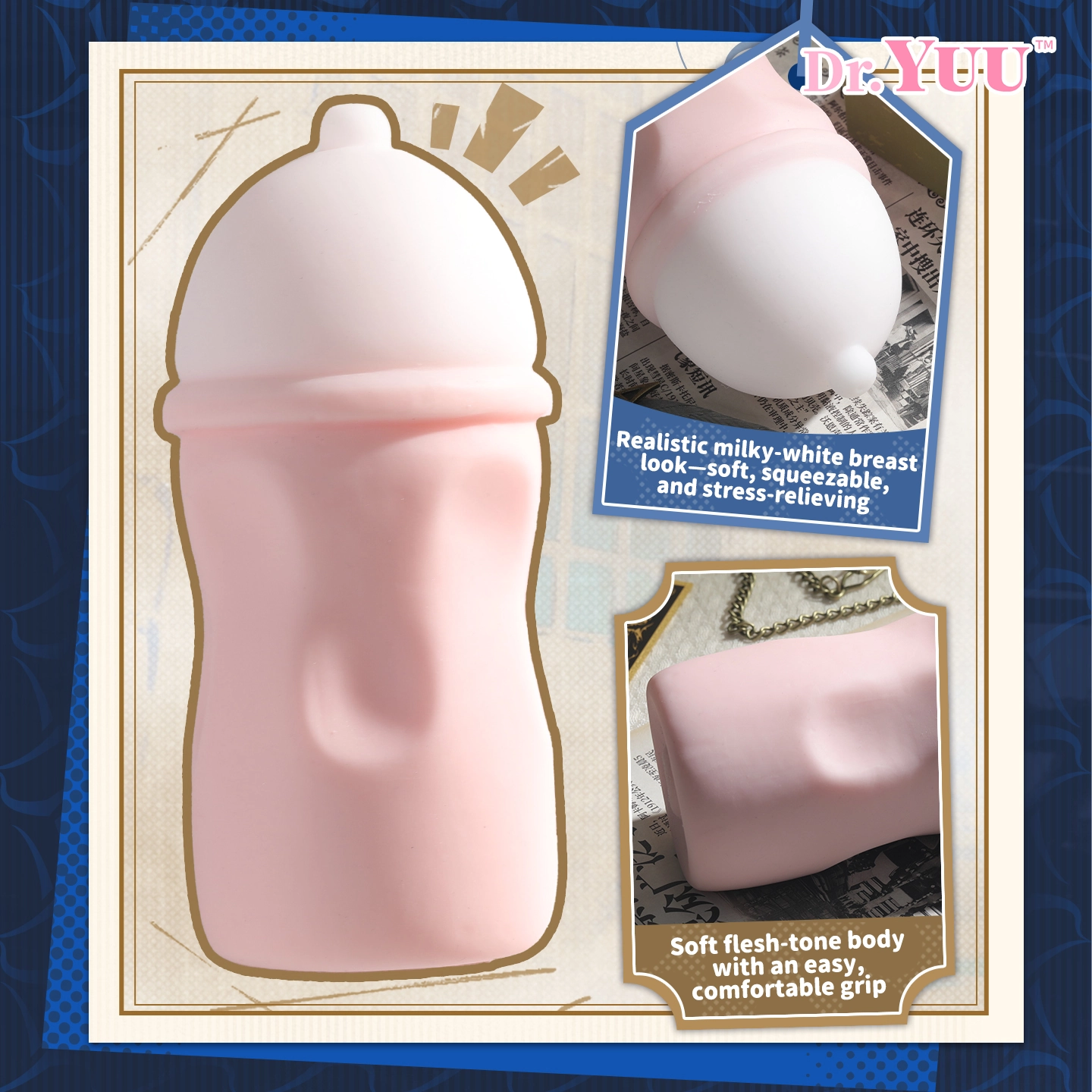 breast shaped manual male stroker with soft realistic body design