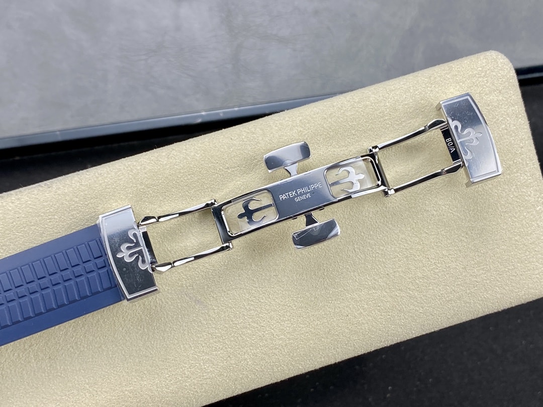 Fake Patek Philippe Replica Watch Aquanaut ��Jumbo�� White Gold Blue Dial 5168G-001 3KF(1:1 replica) - Top club