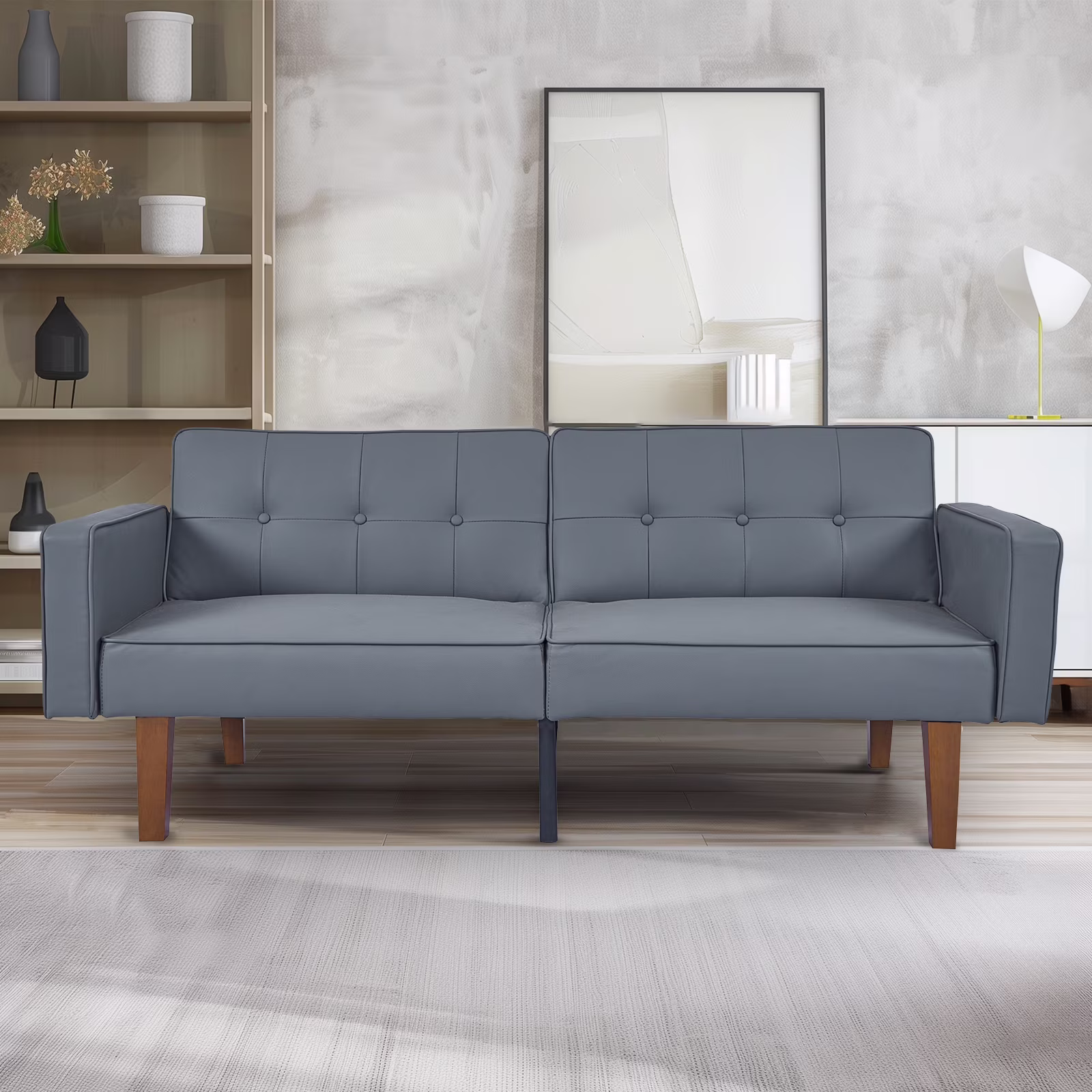 Sofa Bed, Convertible Memory Foam Futon Couch, Adjustable Sleeper Sofa Bed for Living Room, Gray - Image 5