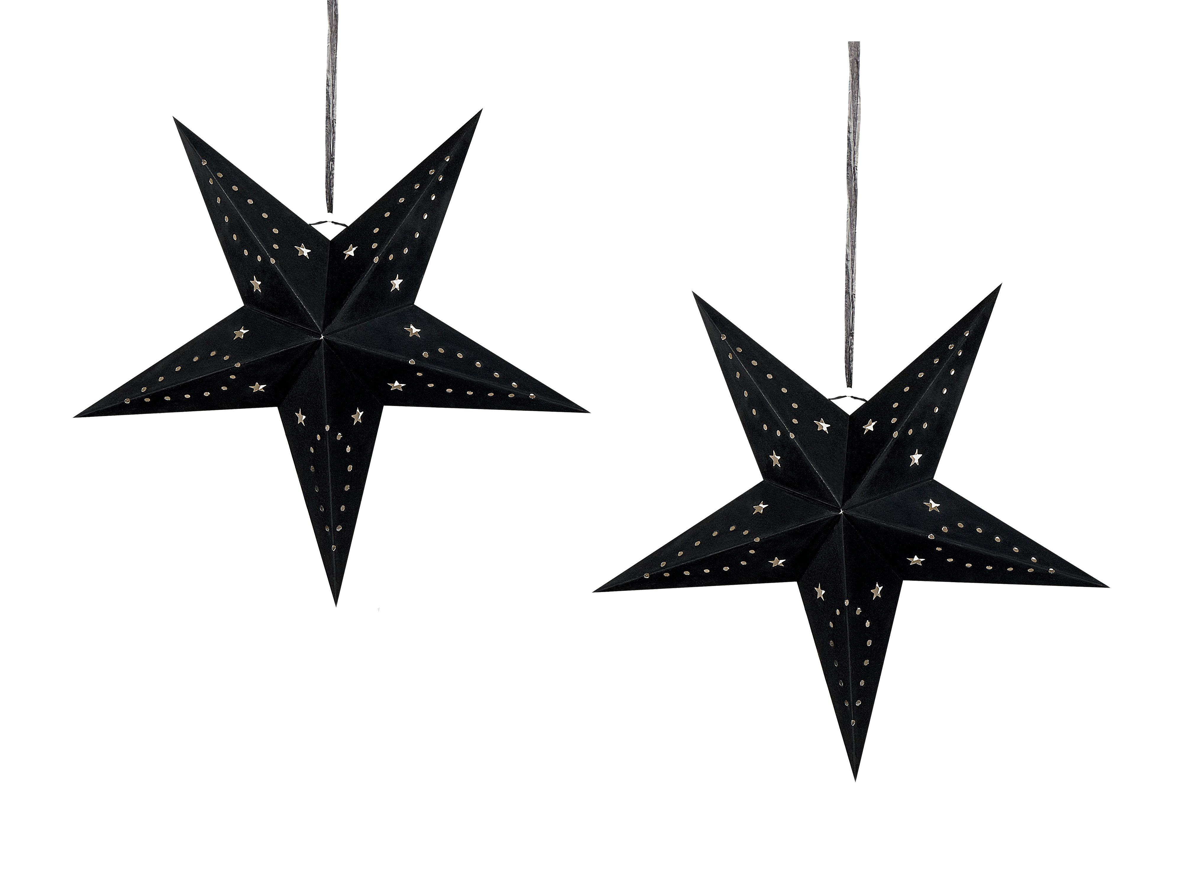 Set of 2 Hanging Decorations LED MOTTI Star 45 cm Black
