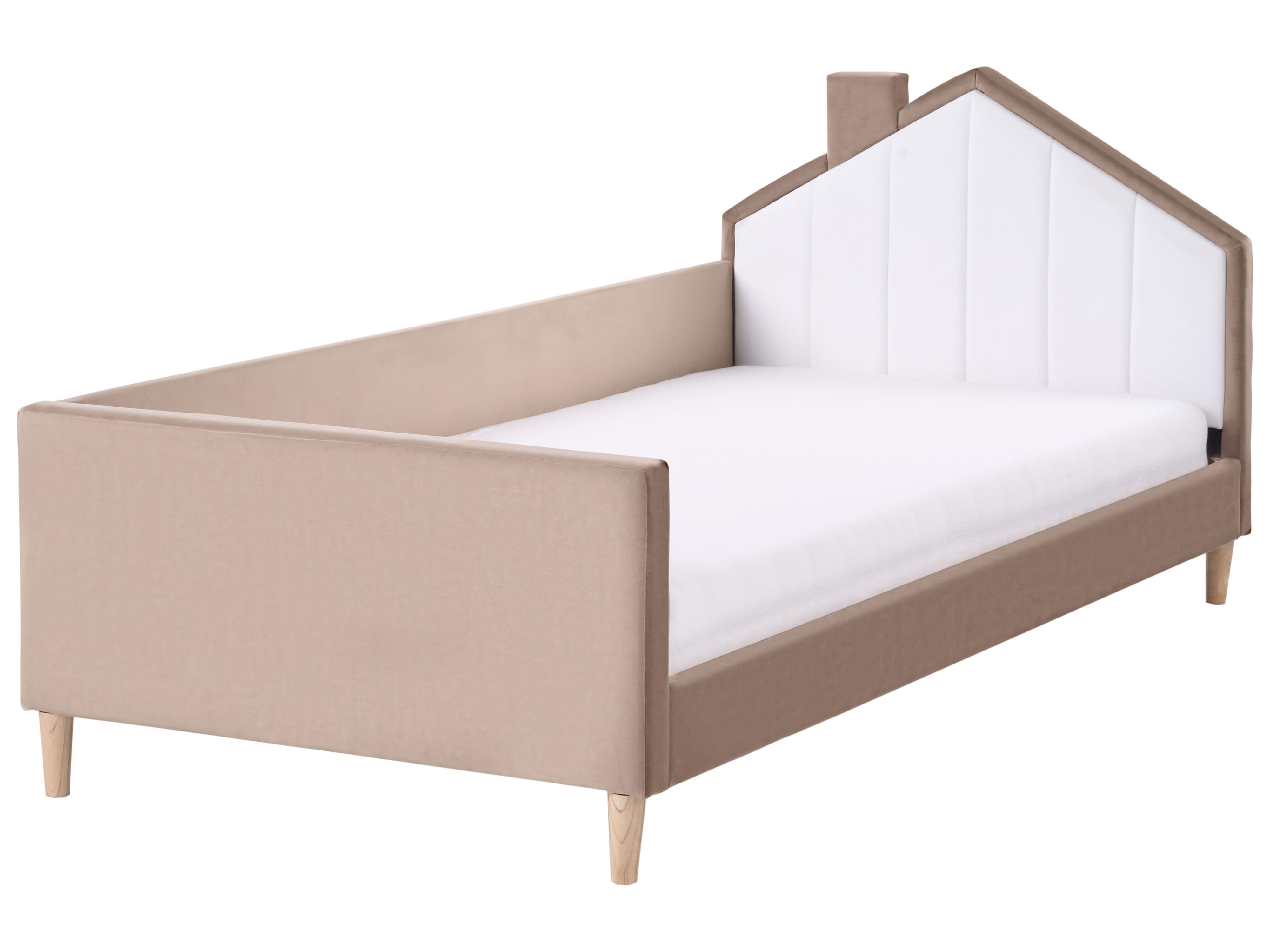 Kids Bed House Velvet KERVAN 90 x 200 cm (EU Single) Light Brown