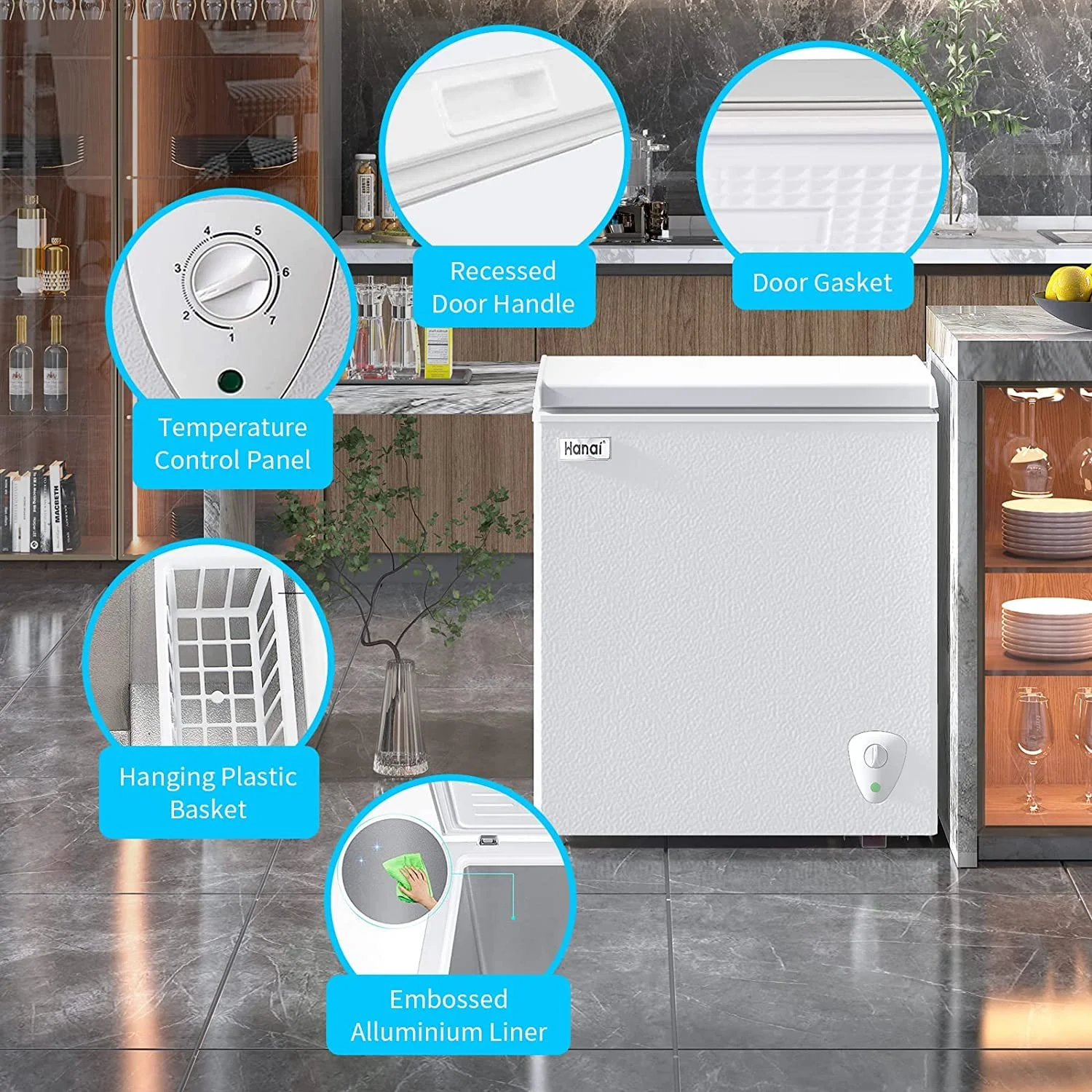 WANAI 3.5 Cu.ft Freezer, Chest Freezer, Deep Freezer with Top Open Door - Image 12
