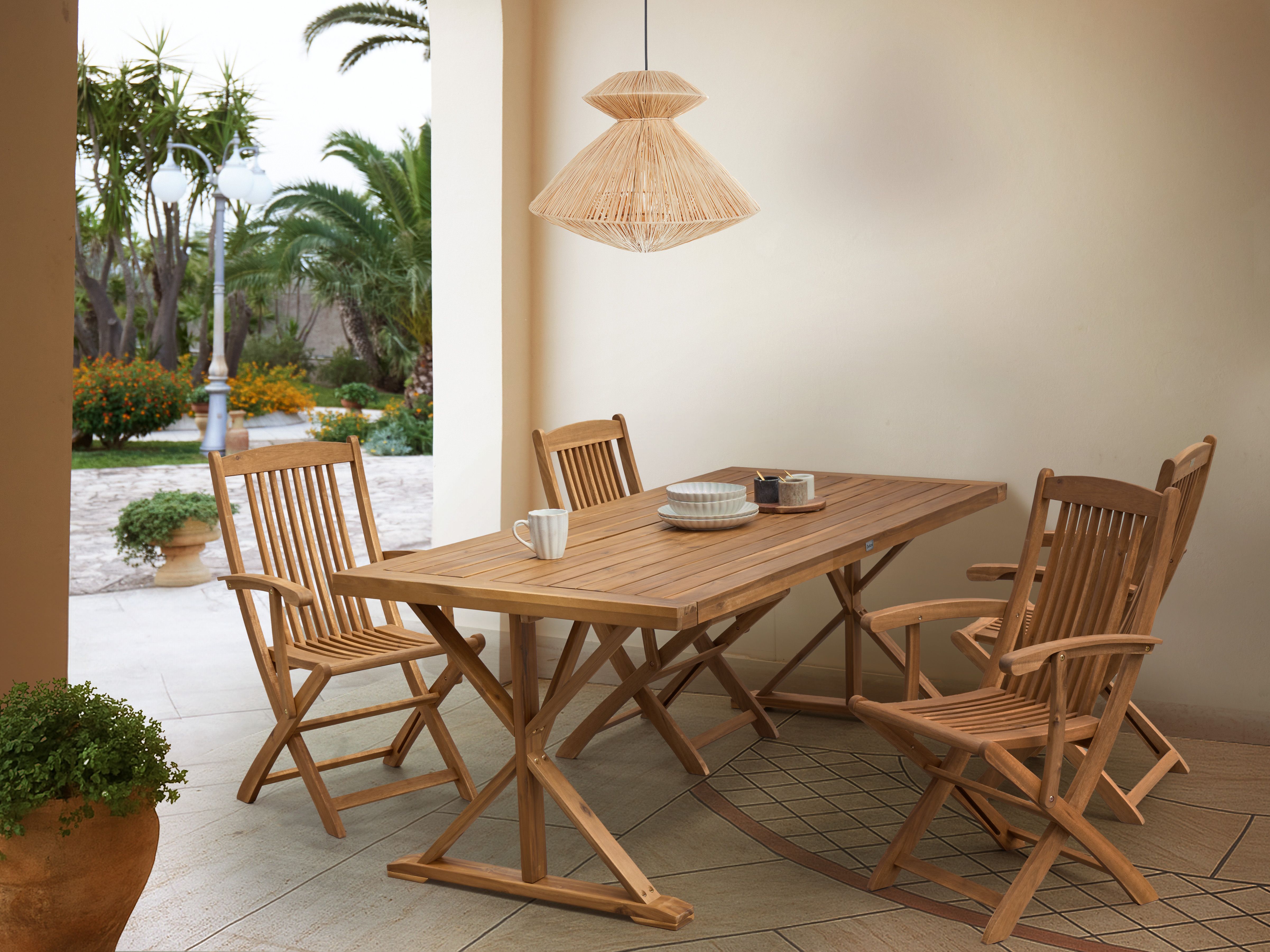 Garden Dining Table CALABRITTO 90 cm 180 cm Acacia Wood Brown