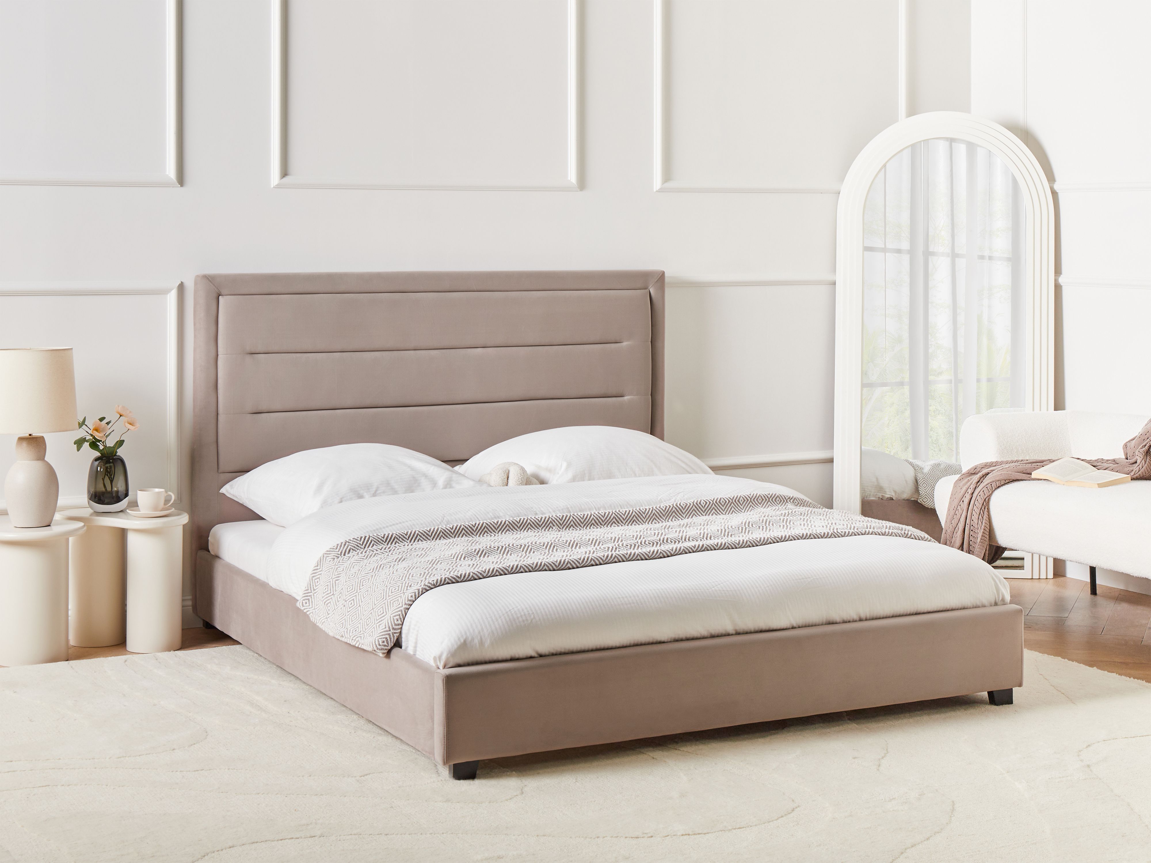 Bed Velvet ROUEN 160 x 200 cm (EU King Size) Taupe