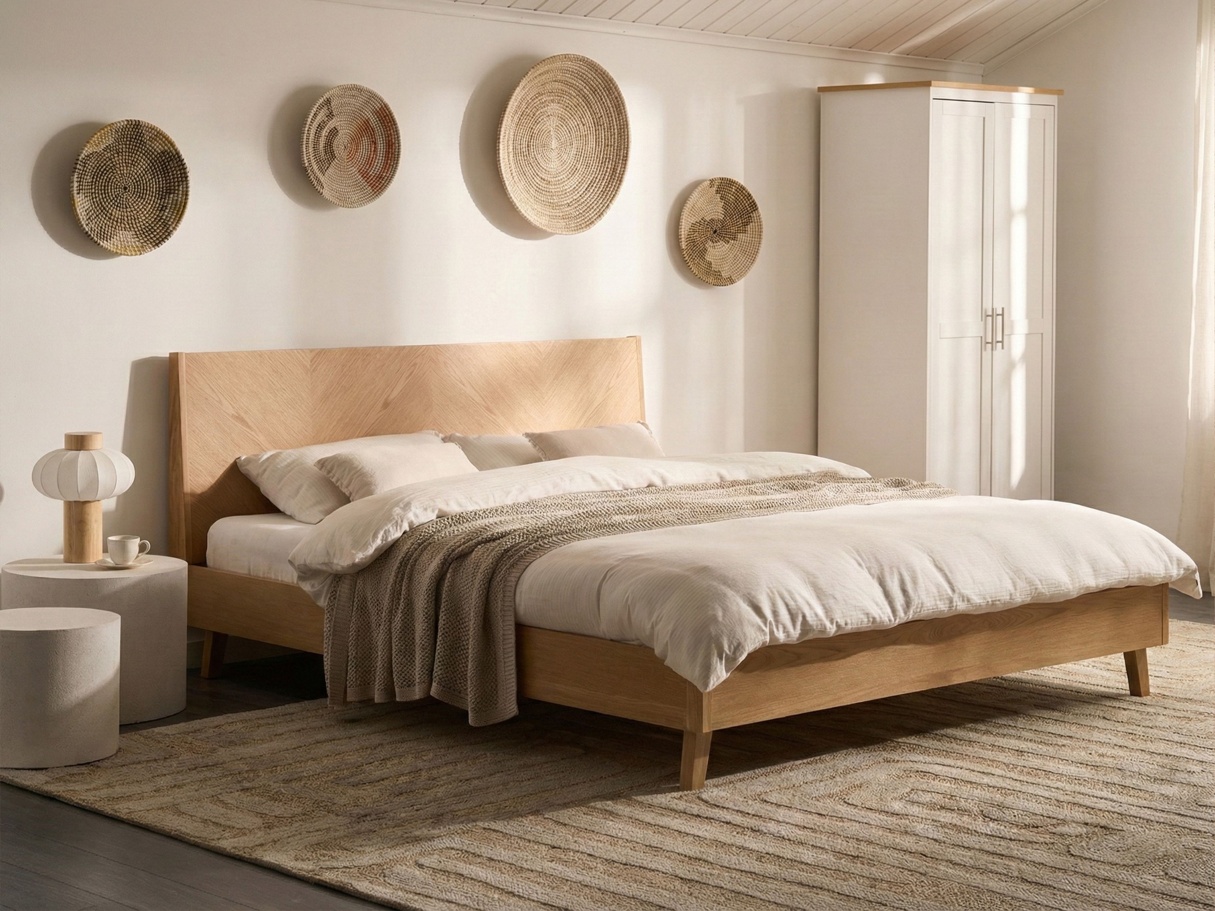 Bed WIZERNES 180 x 200 cm (EU Super King) Light Oak