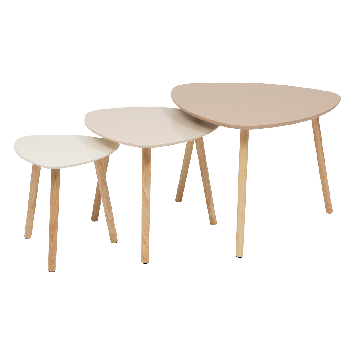 3 nesting tables "Mileo" Beige, 60x60x45 cm