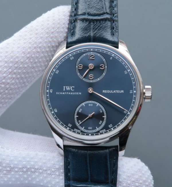 Replica IWC YLF Portuguese Regulateur Blue Dial Leather Strap A6498 - Top club