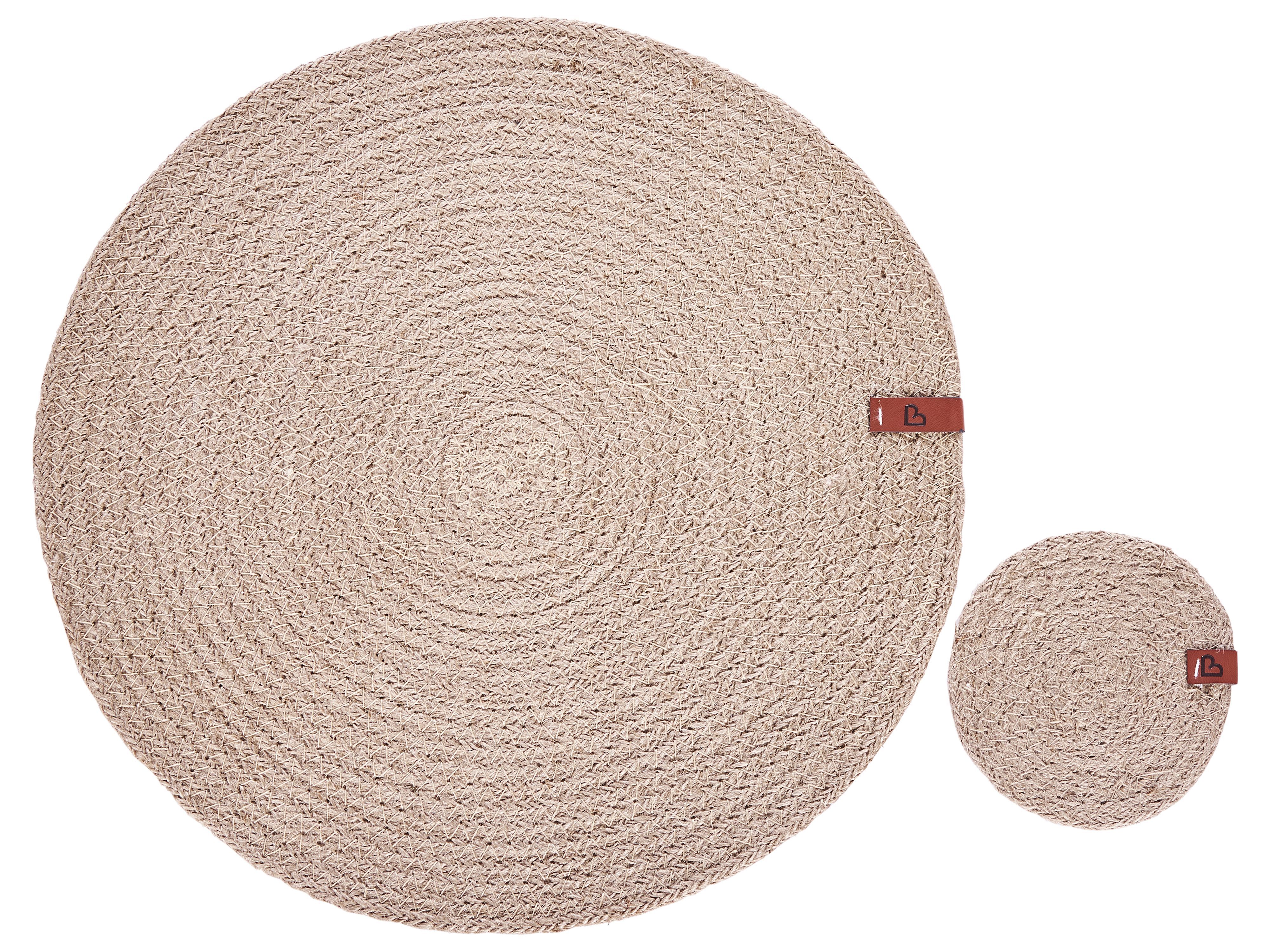 12 Piece Placemats and Coasters Set BUSHMINT Natural Jute