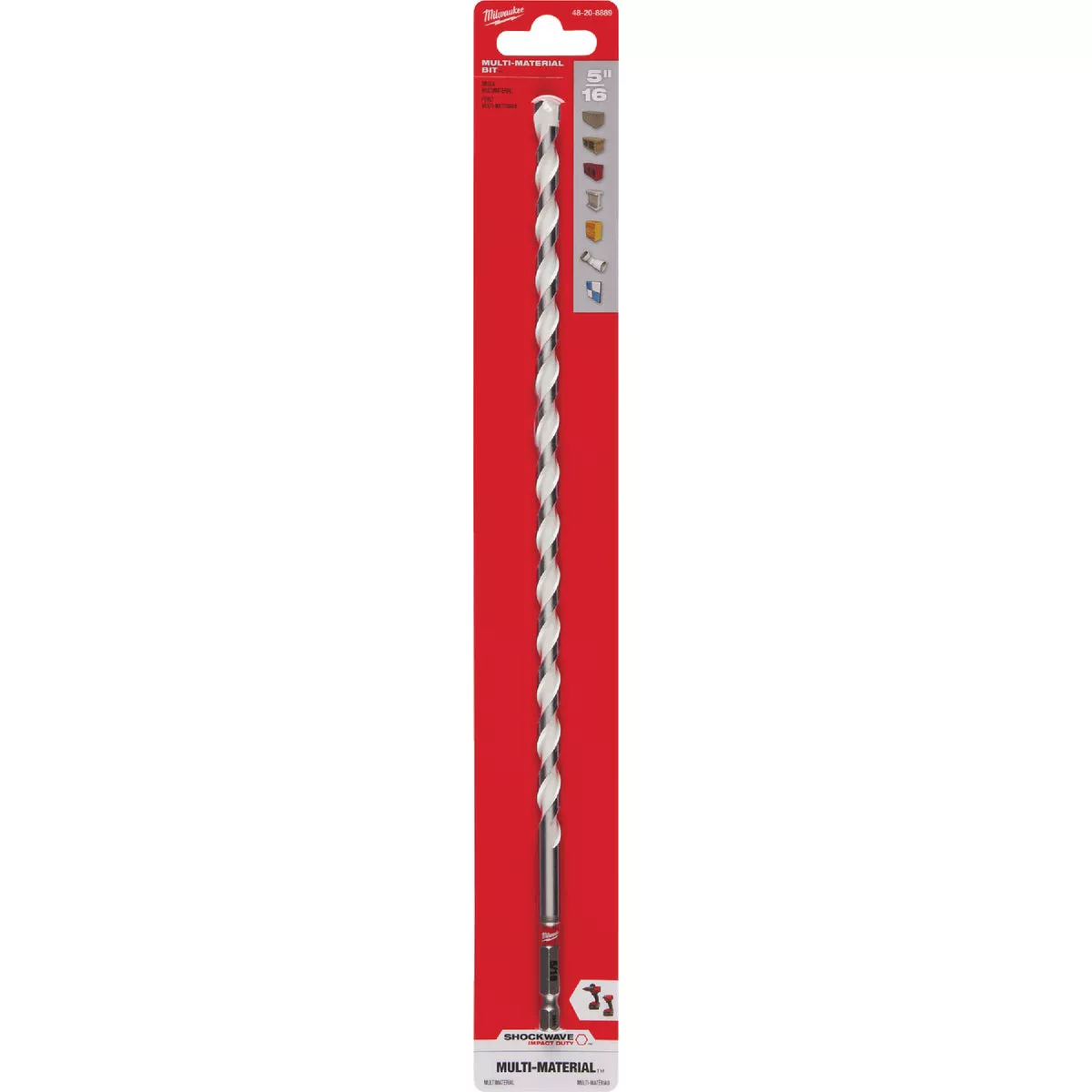 Milwaukee SHOCKWAVE 5/16 In. x 12 In. Impact Duty Carbide Multi-Material Hex Shank Drill Bit