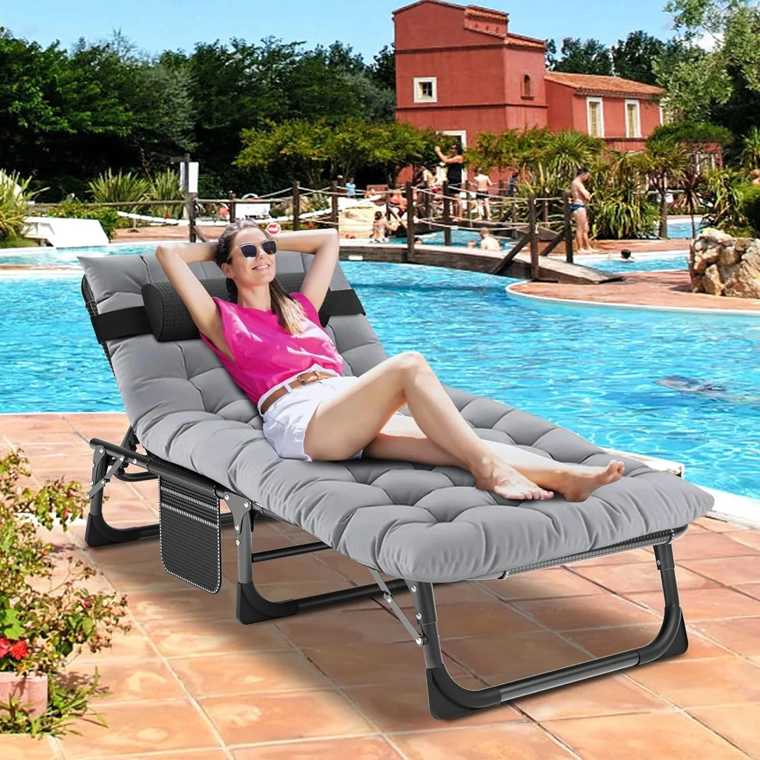 Slsy 5-Position Adjustable Folding Lounge Chair And Cot - 75.2" x 25.6" x 11.8" - Image 43 Slsy 5-Position Adjustable Folding Lounge Chair And Cot - 75.2" x 25.6" x 11.8" - Image 43