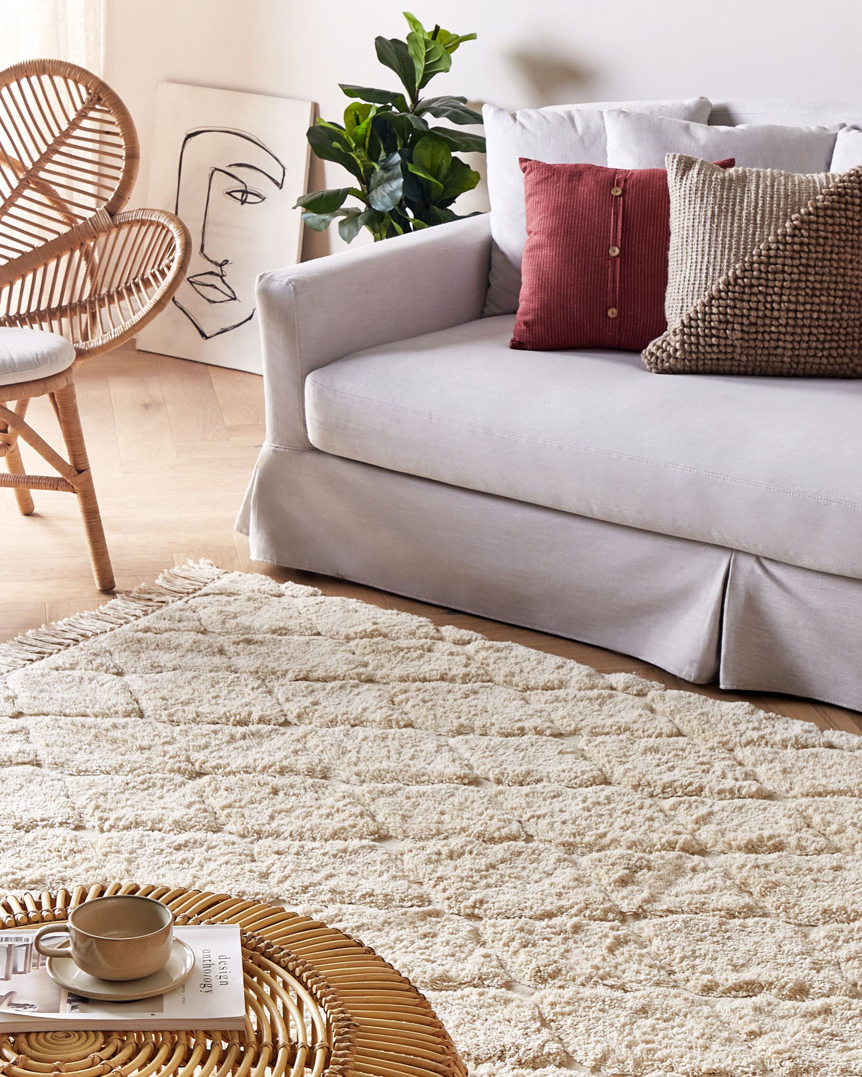 Rug SILCHAR Beige 160 x 230 cm Cotton
