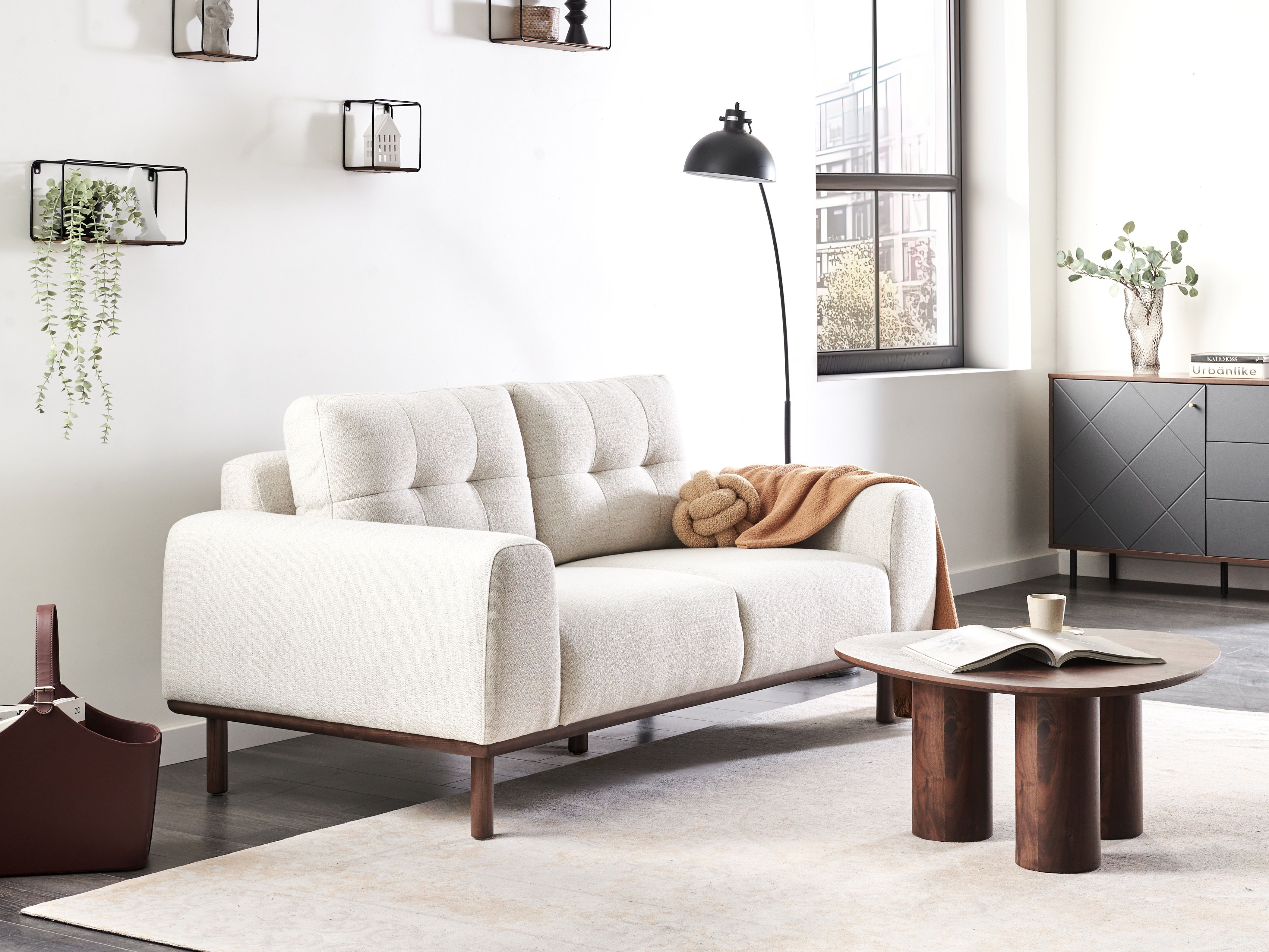 Sofa 2 Seater LAURILA Fabric Light Beige