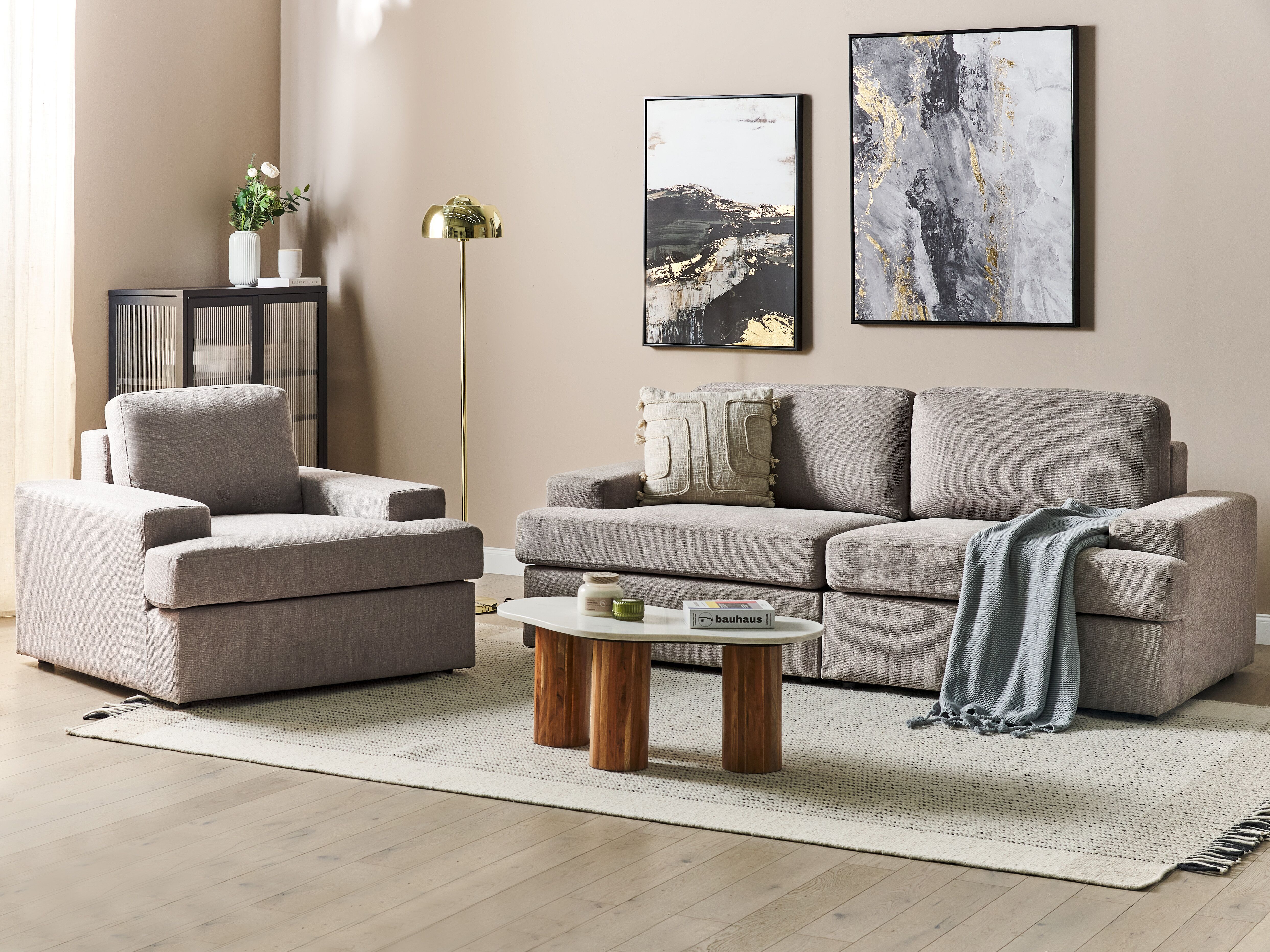 Living Room Set 4 Seater ALLA Fabric Taupe