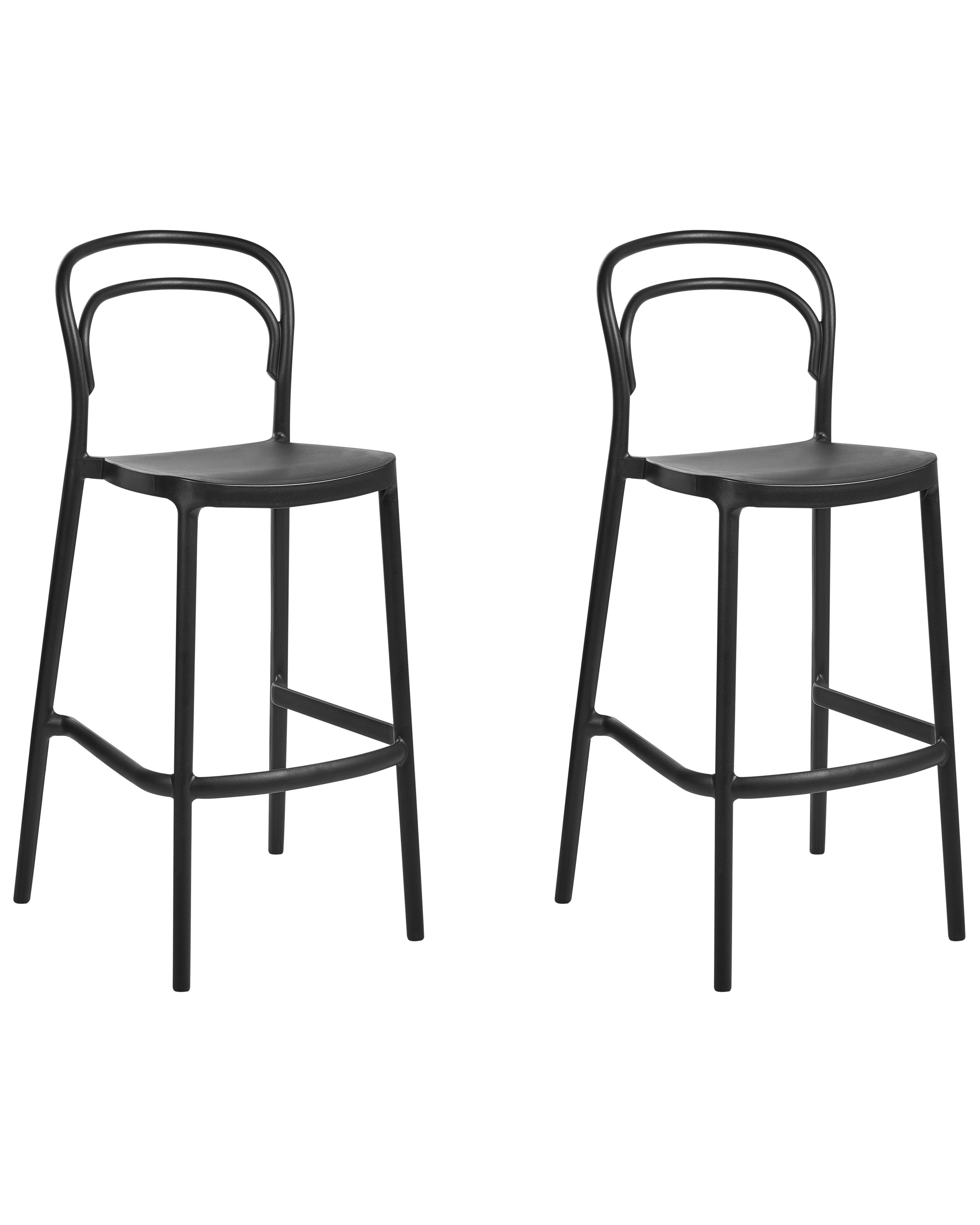 Set of 2 Garden Bar Chairs PORANO Black