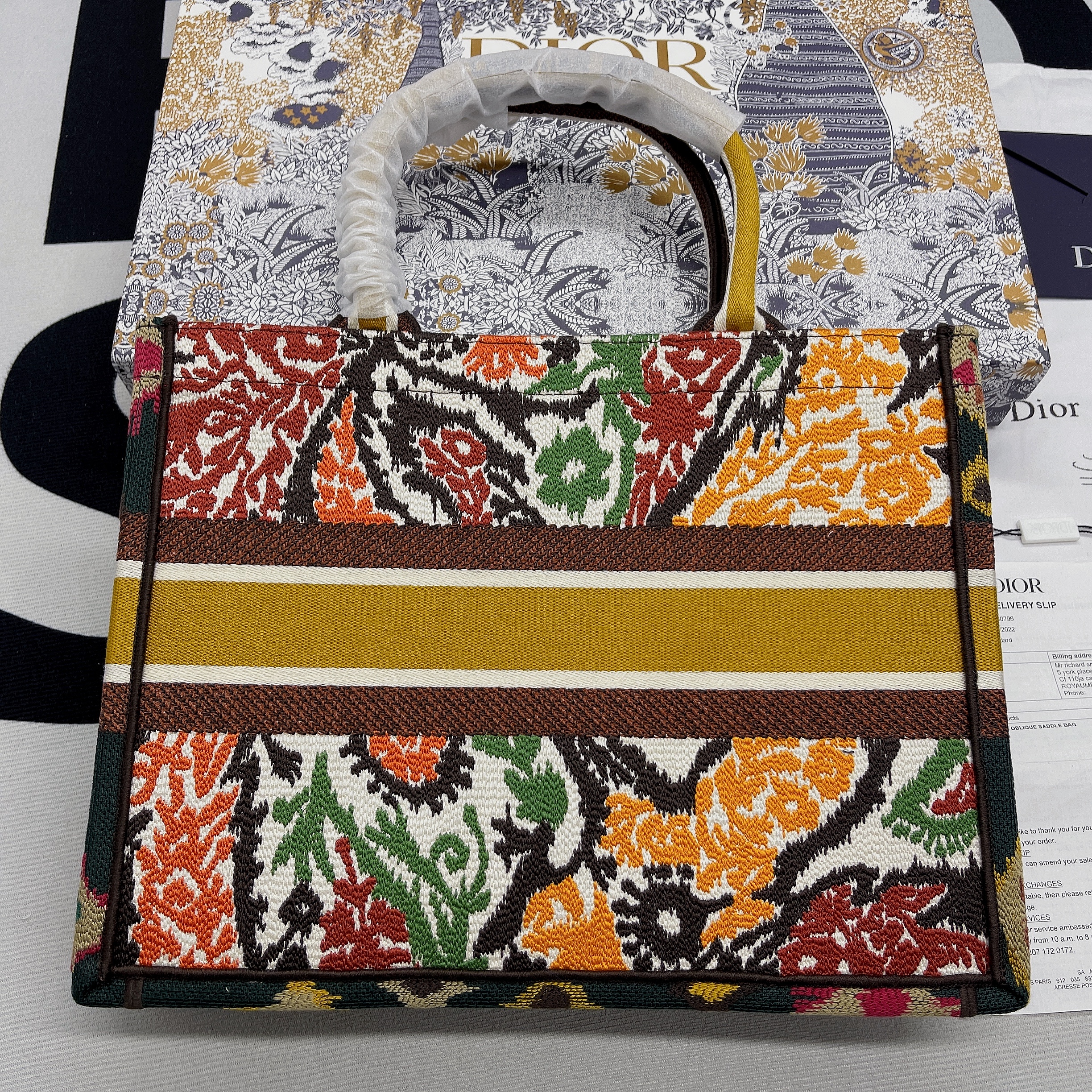 Christian Dior Medium Dior Book Tote Yellow Multicolor , For Women, Women’s Handbags 14in/36cm CD1:1High-quality replica