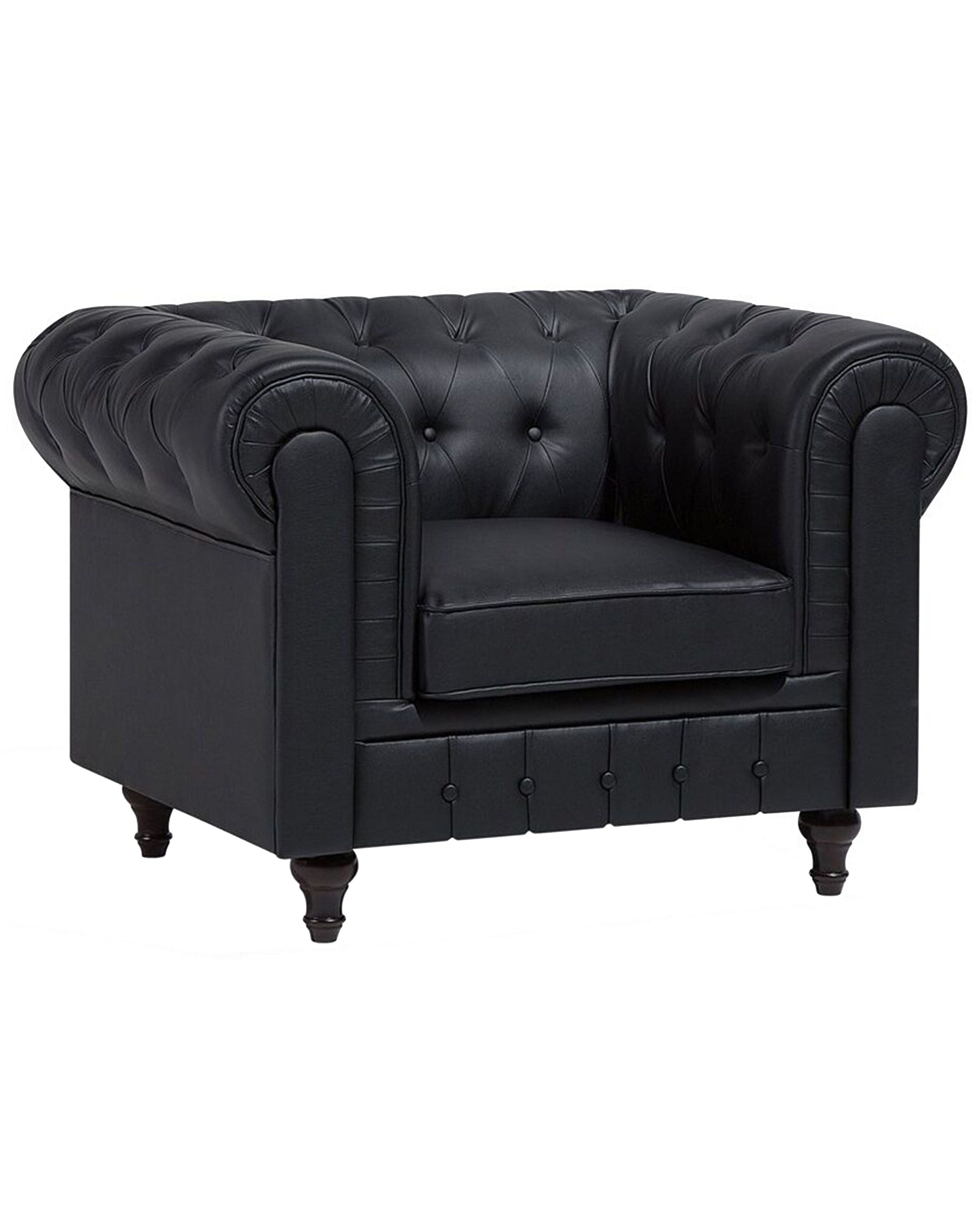 Armchair CHESTERFIELD Faux Leather Black