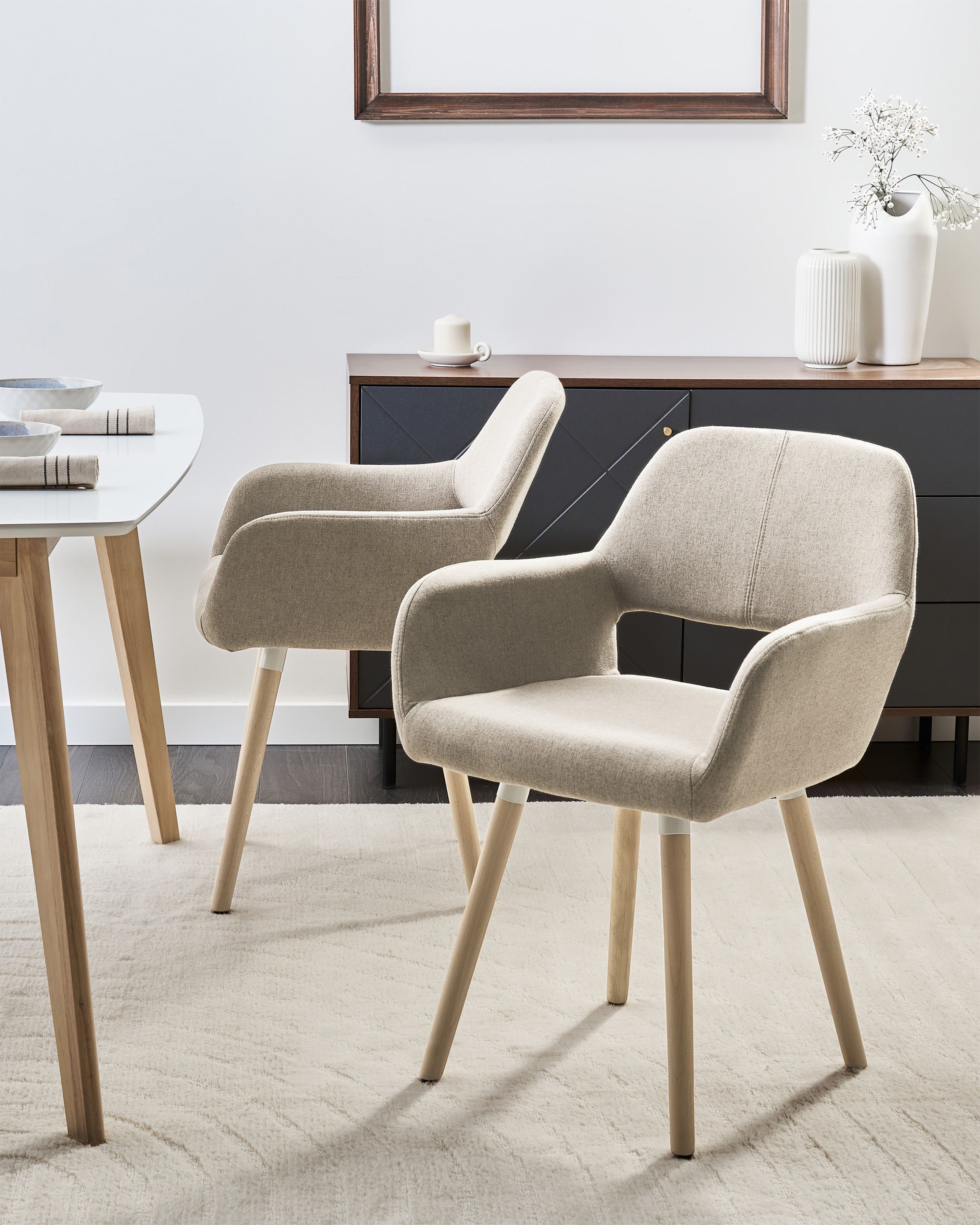Set of 2 Dining Chairs CHICAGO Fabric Taupe