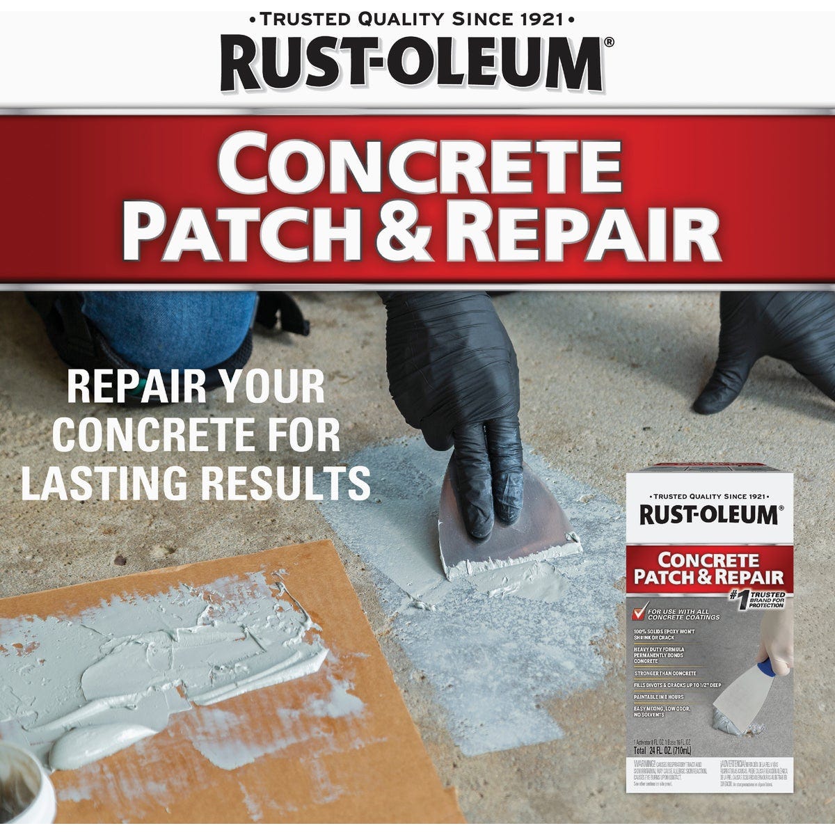 Rust-Oleum Concrete Patch & Repair Kit, Gray, 24 Oz.