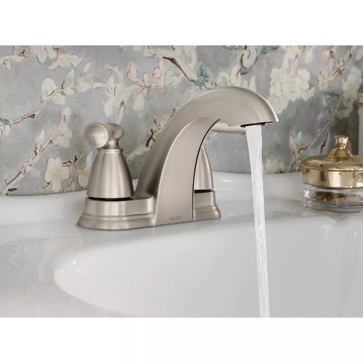 Moen Banbury 2-Handle Lever Centerset Bathroom Faucet with Pop-Up, Spot Resist Brushed Nickel
