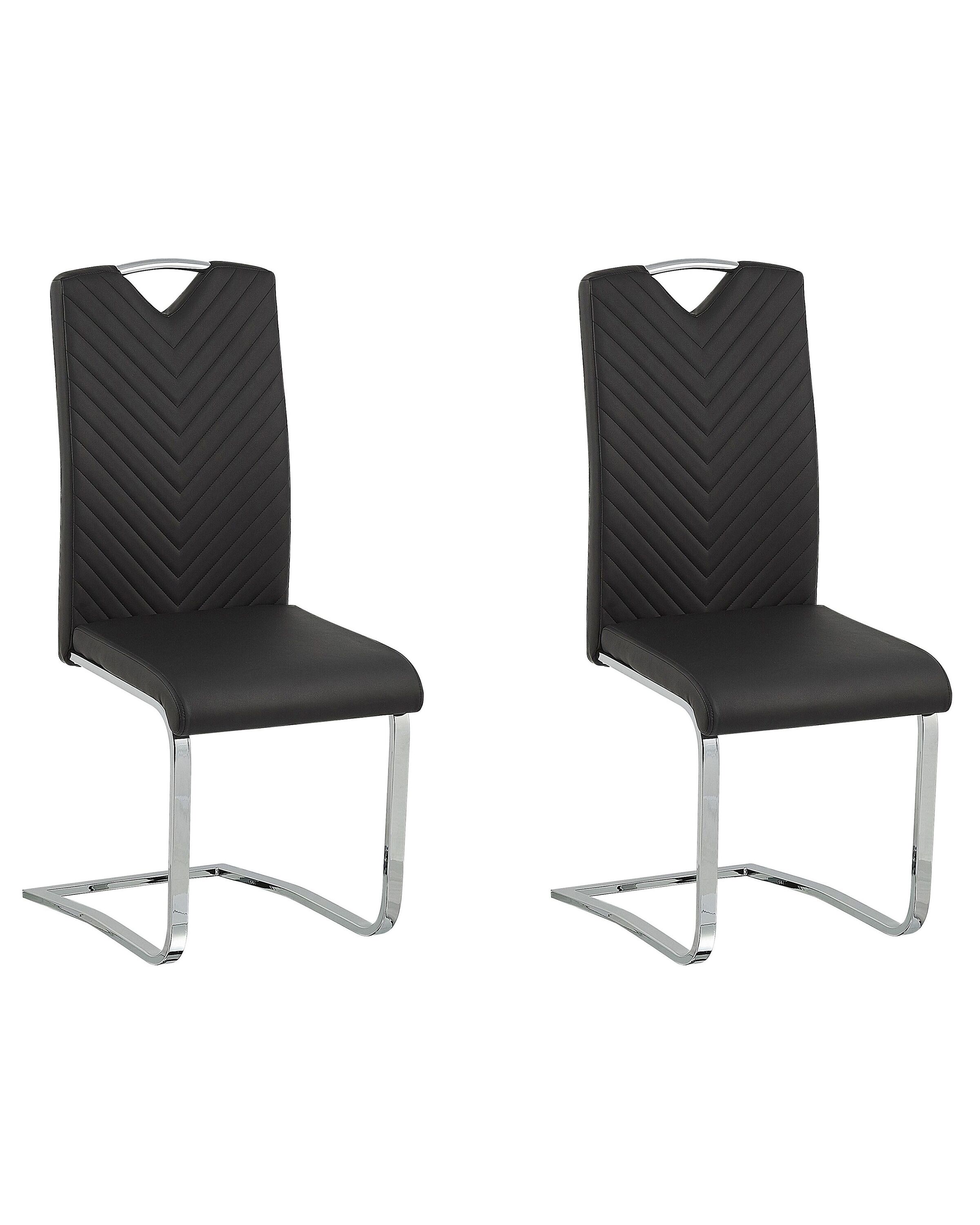 Set of 2 Dining Chairs PICKNES Faux Leather Black