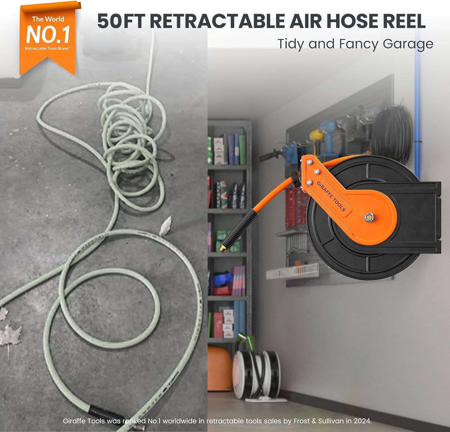 Giraffe Tools Retractable Air Hose Reel, 3/8