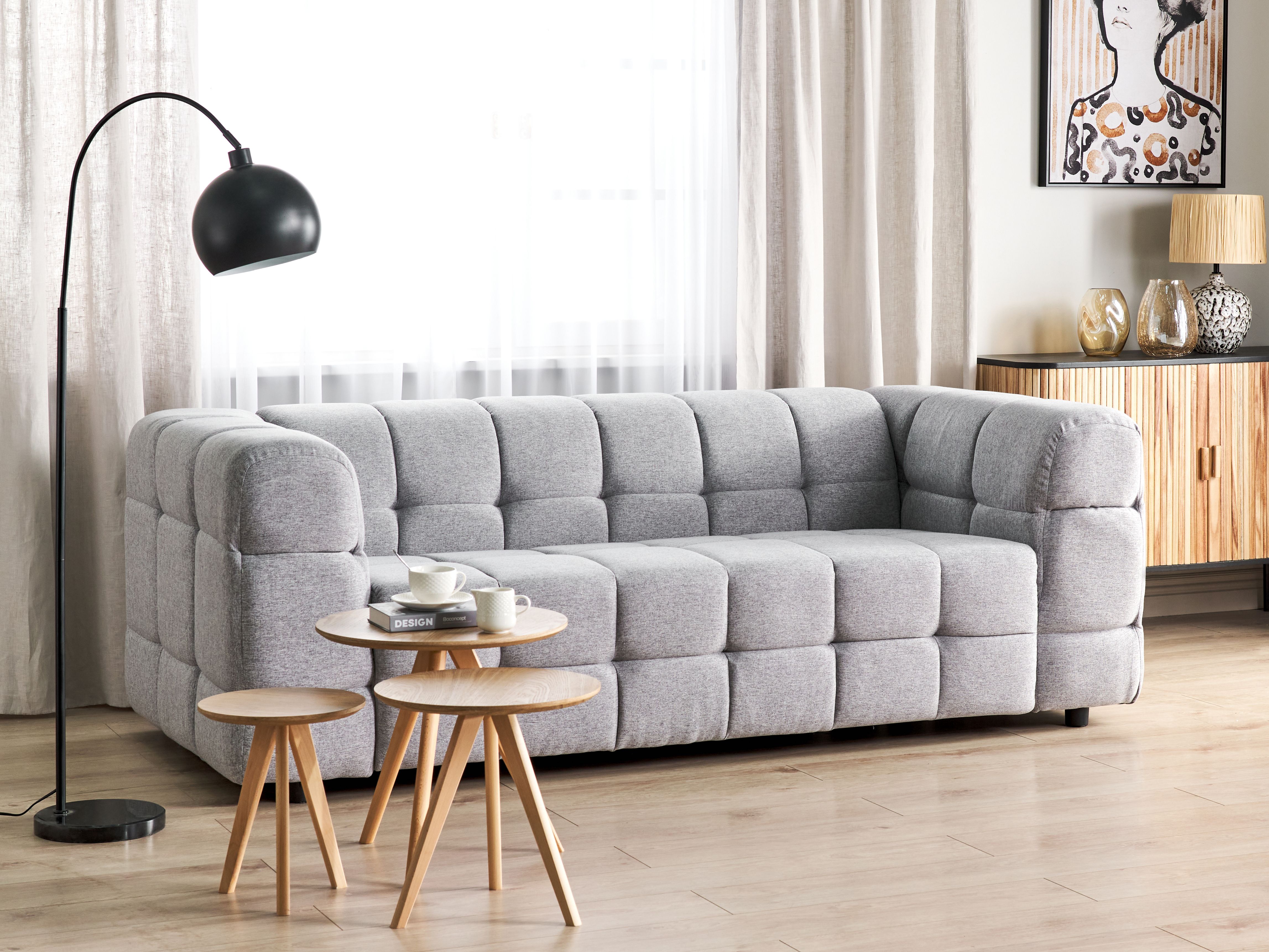 Sofa 3 Seater MULLOLA Fabric Light Grey