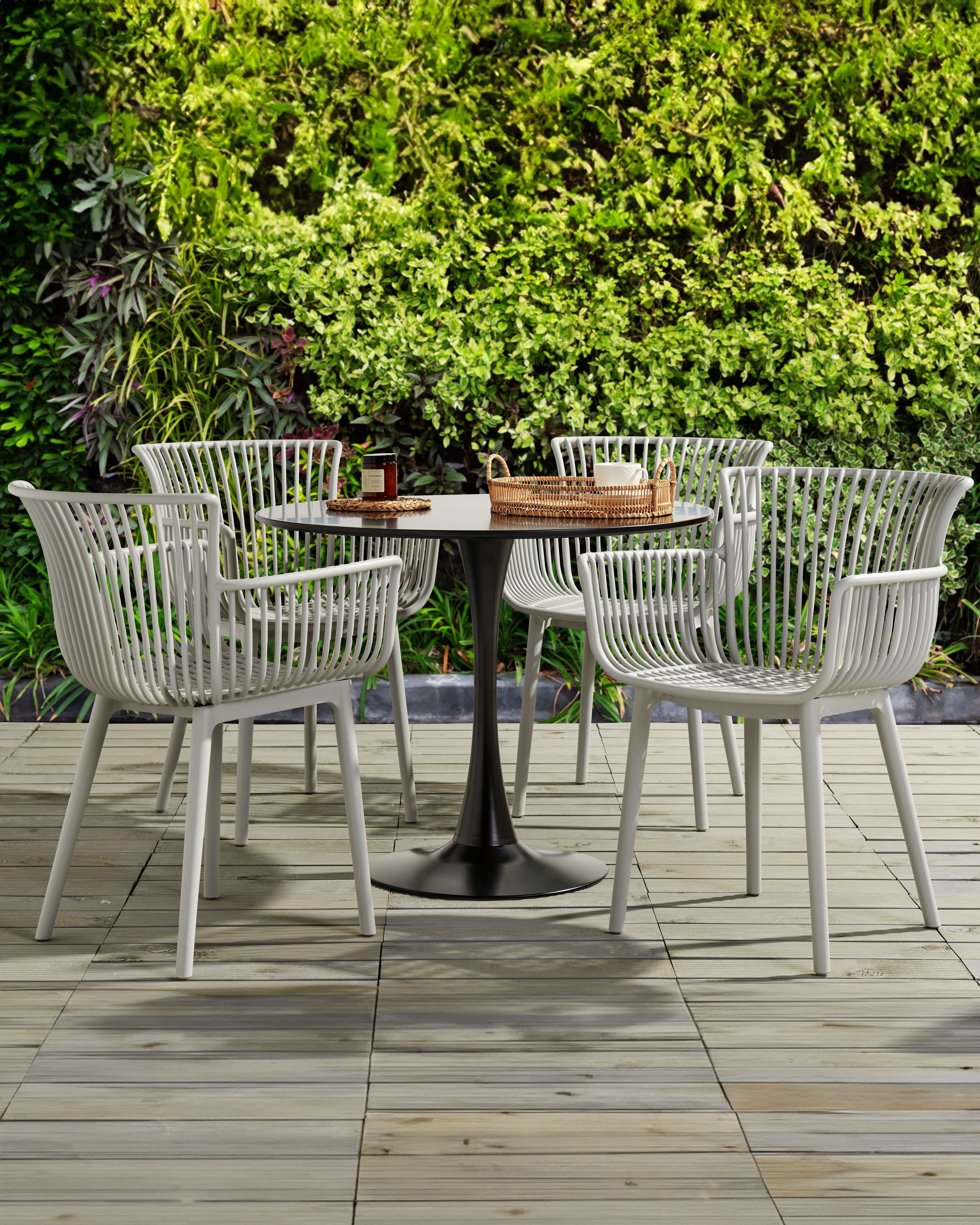 Set of 4 Garden Chairs PESARO Light Grey